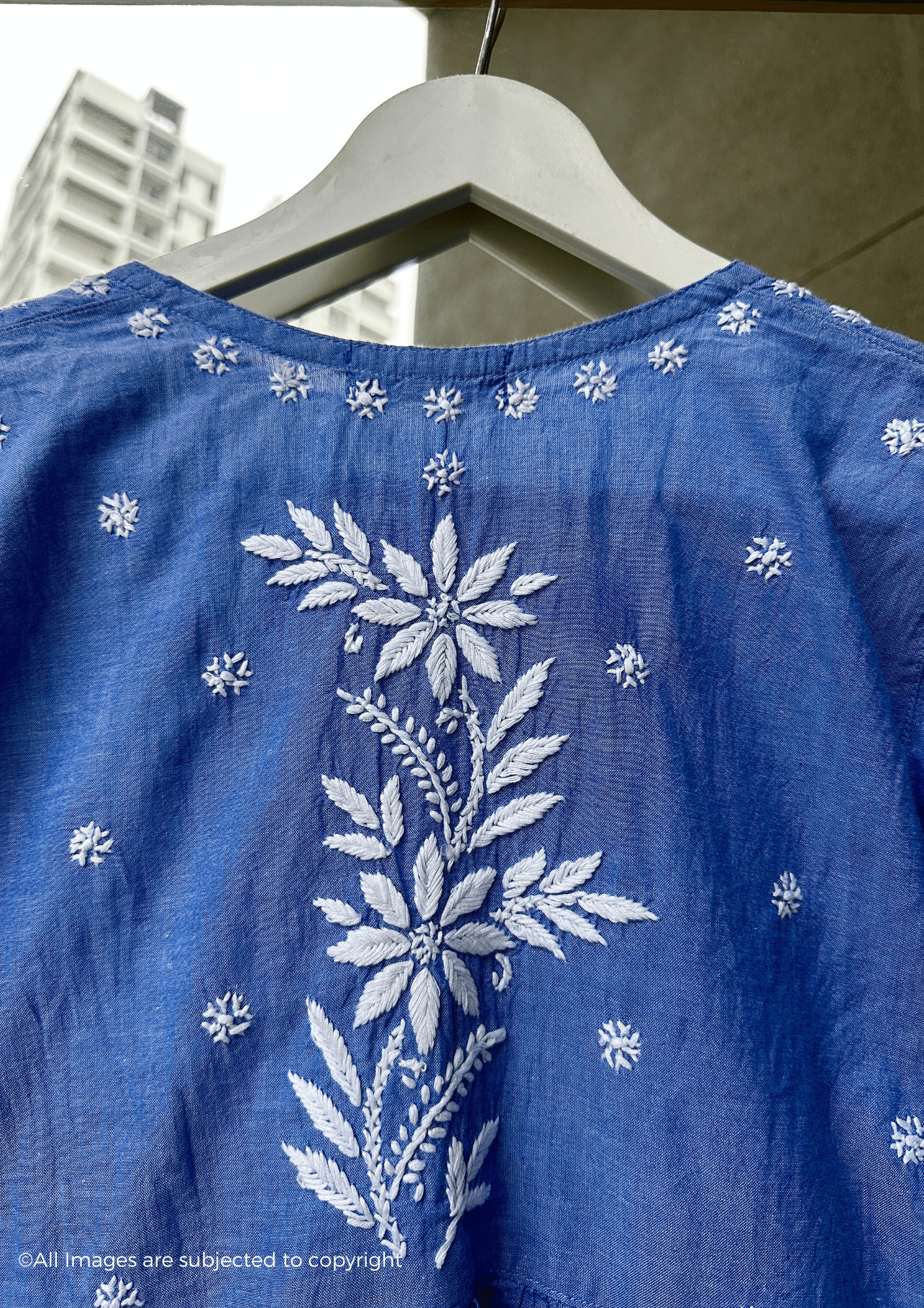 Handcrafted Chikankari Denim Short Top