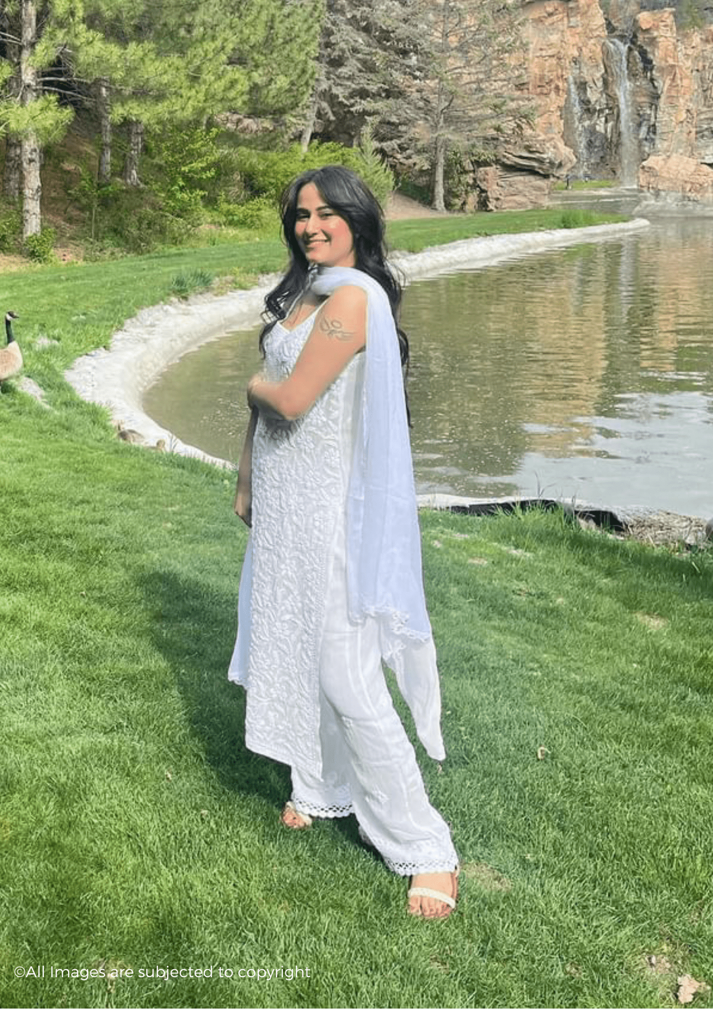 Diva Handcrafted Chikankari Noodle Strap Kurta
