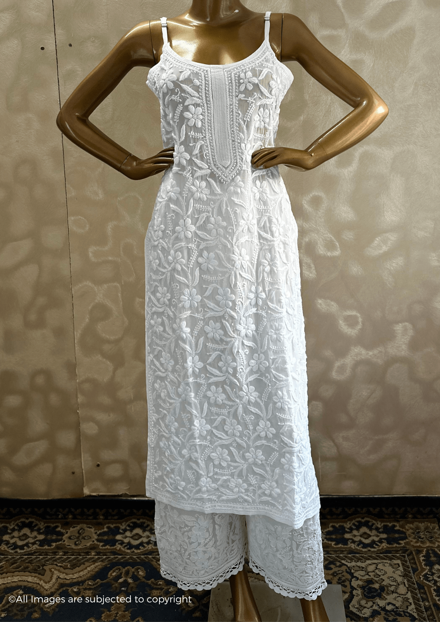 Diva Handcrafted Chikankari Noodle Strap Suit Set