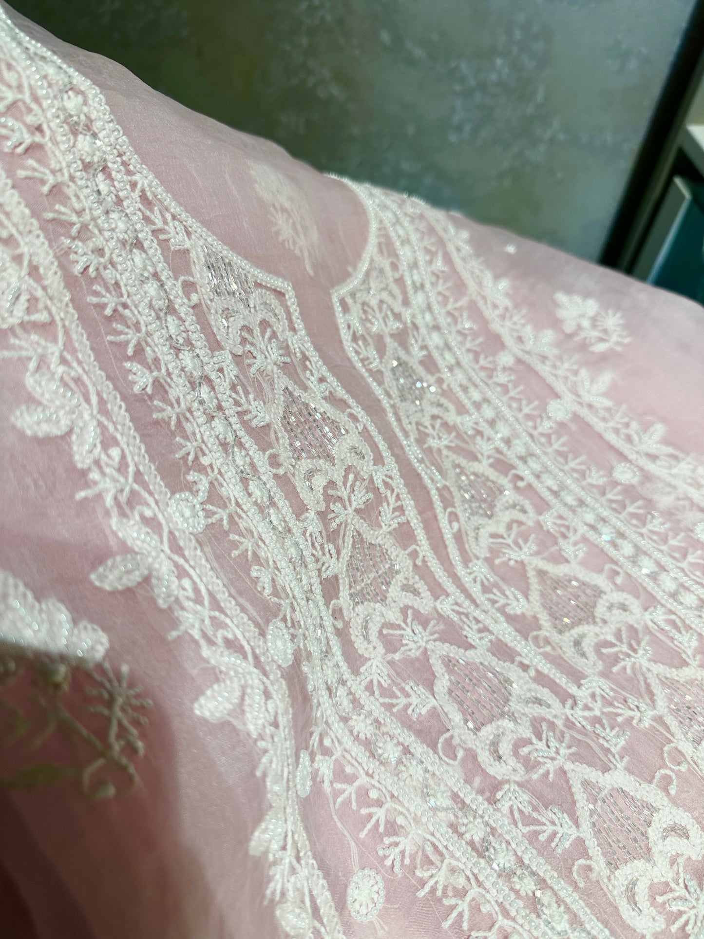 Pure Organza Silk Chikankari Suit Set