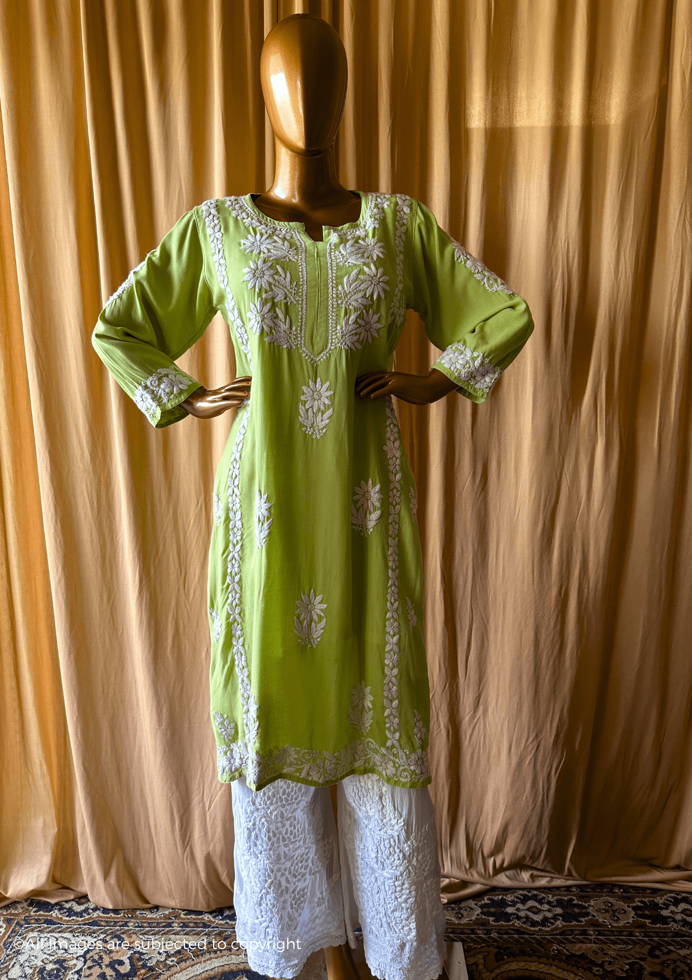 Ezra Handcrafted Chikankari Rayon Kurti