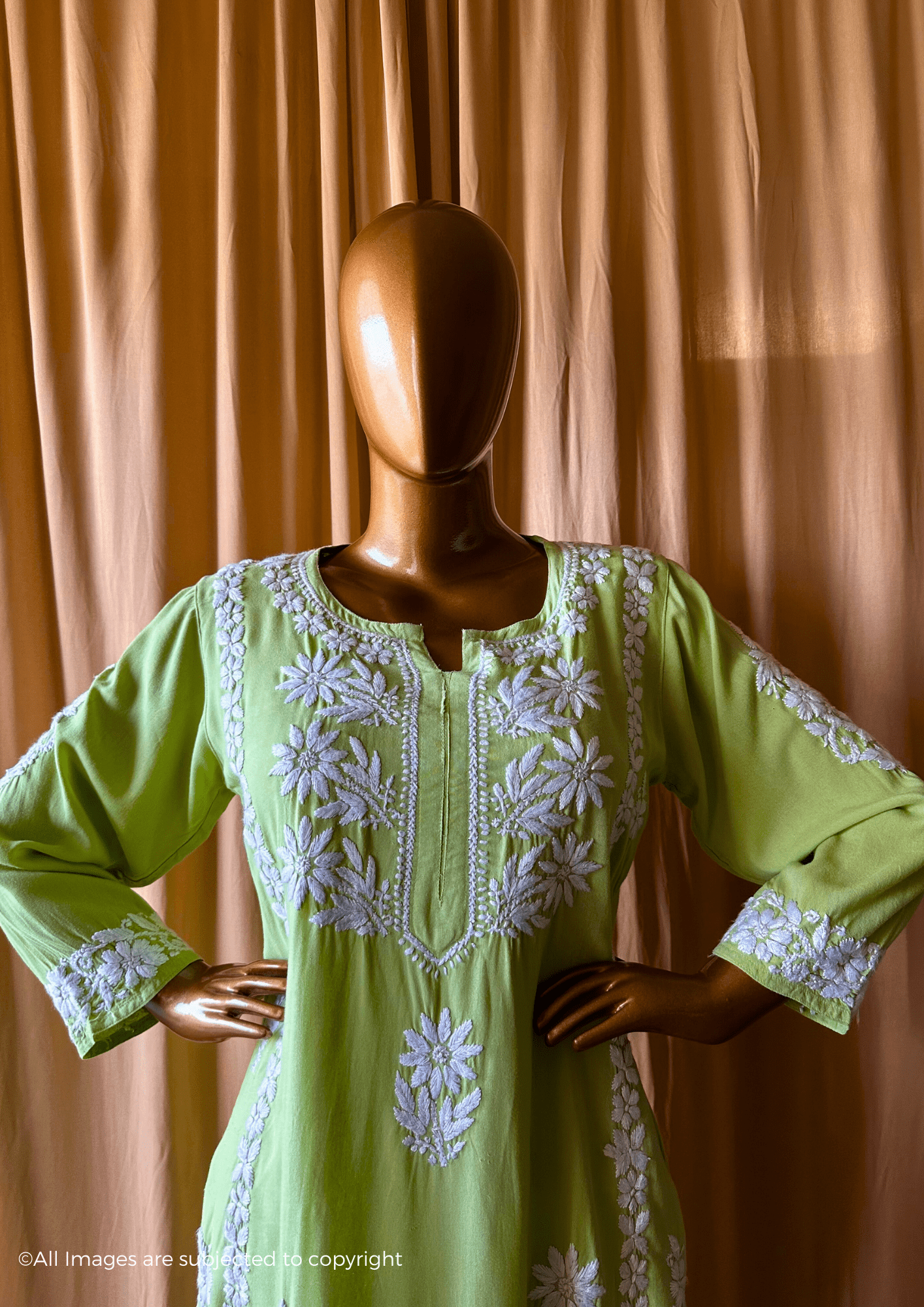 Ezra Handcrafted Chikankari Rayon Kurti