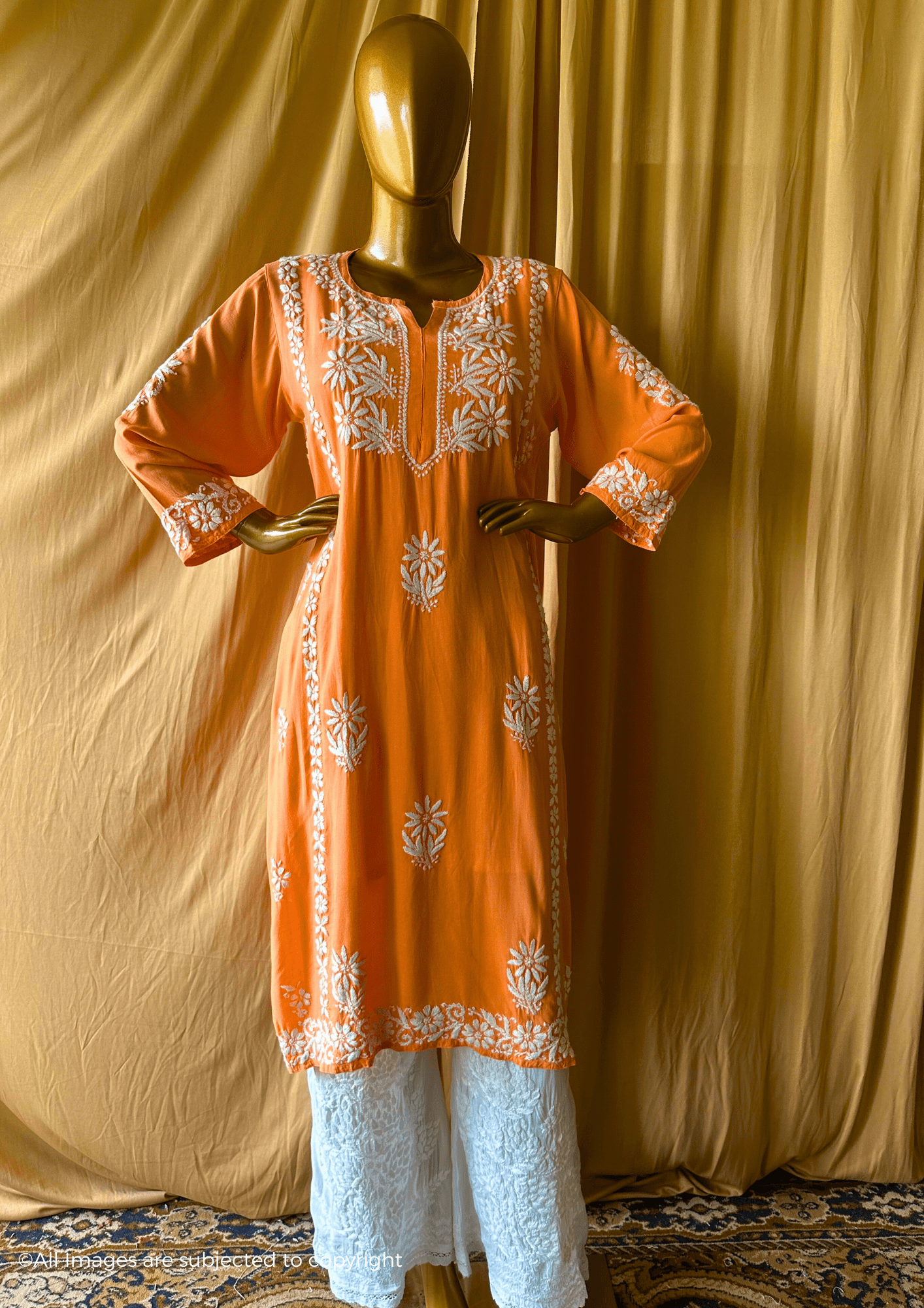 Ezra Handcrafted Chikankari Rayon Kurti