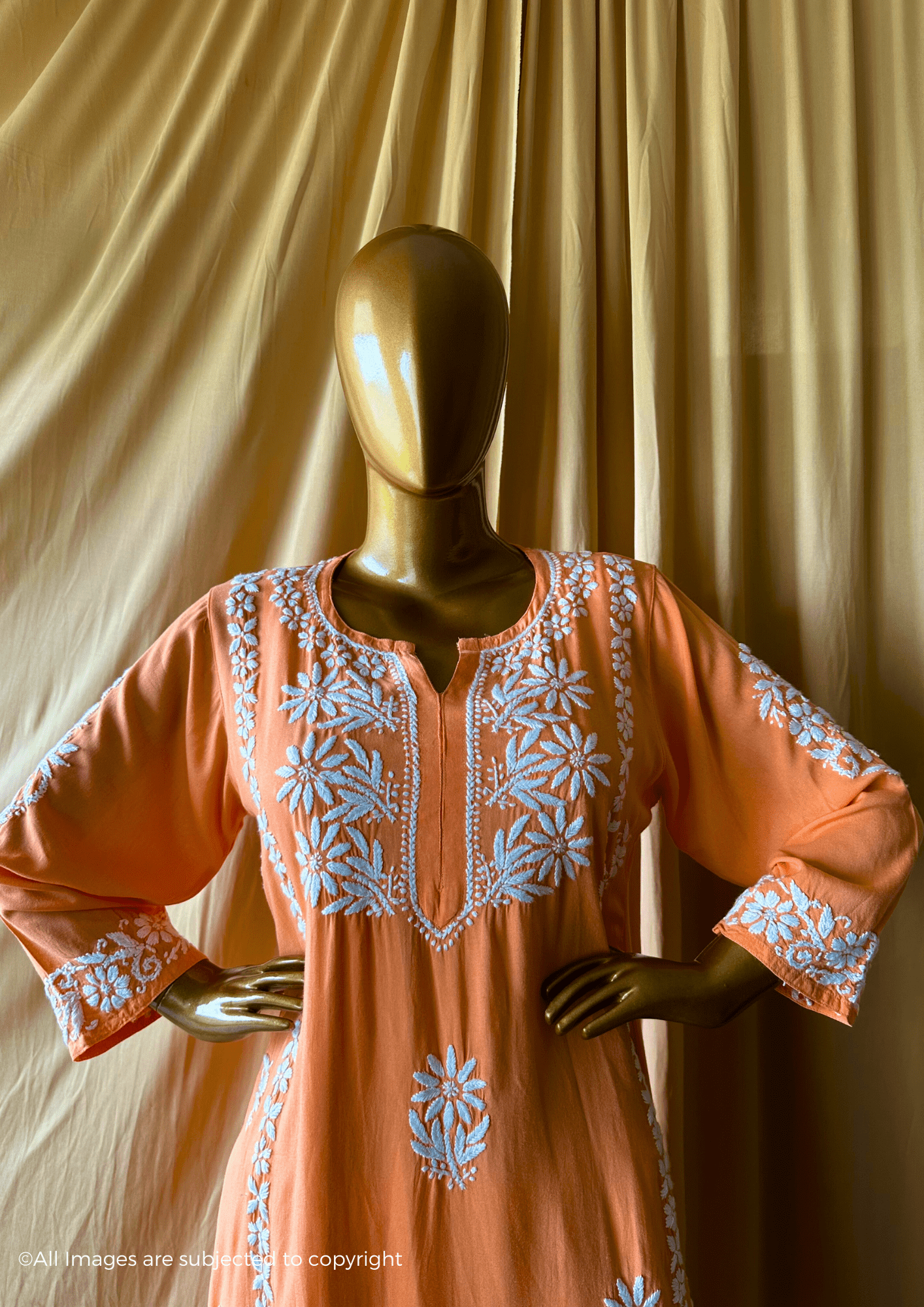 Ezra Handcrafted Chikankari Rayon Kurti