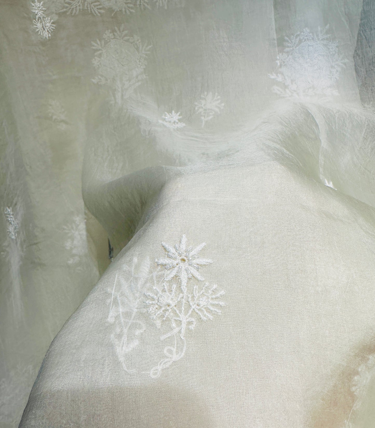 Pure Organza Silk Chikankari Suit Set