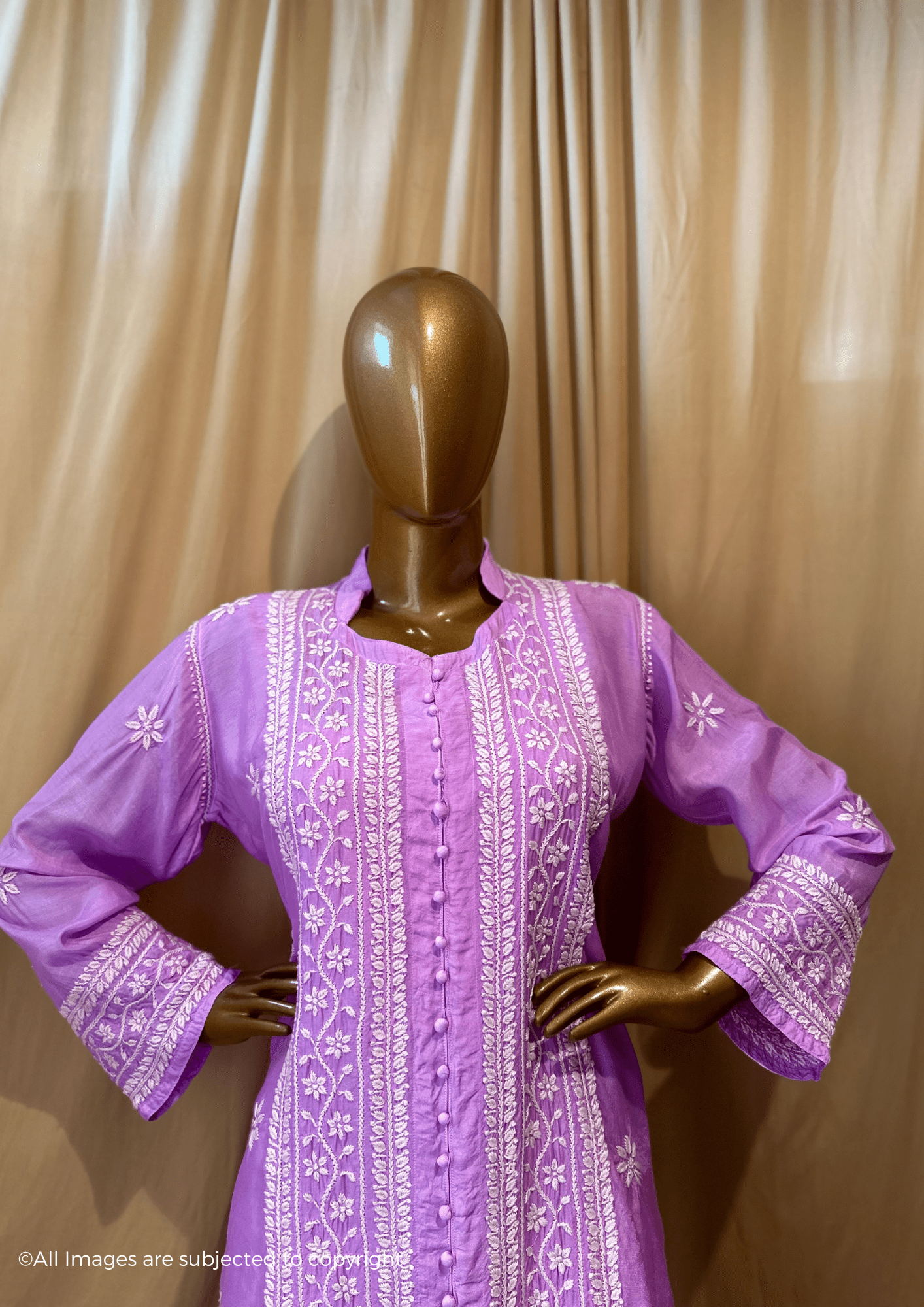 Fiza Handcrafted Chikankari Muslin Long Kurti