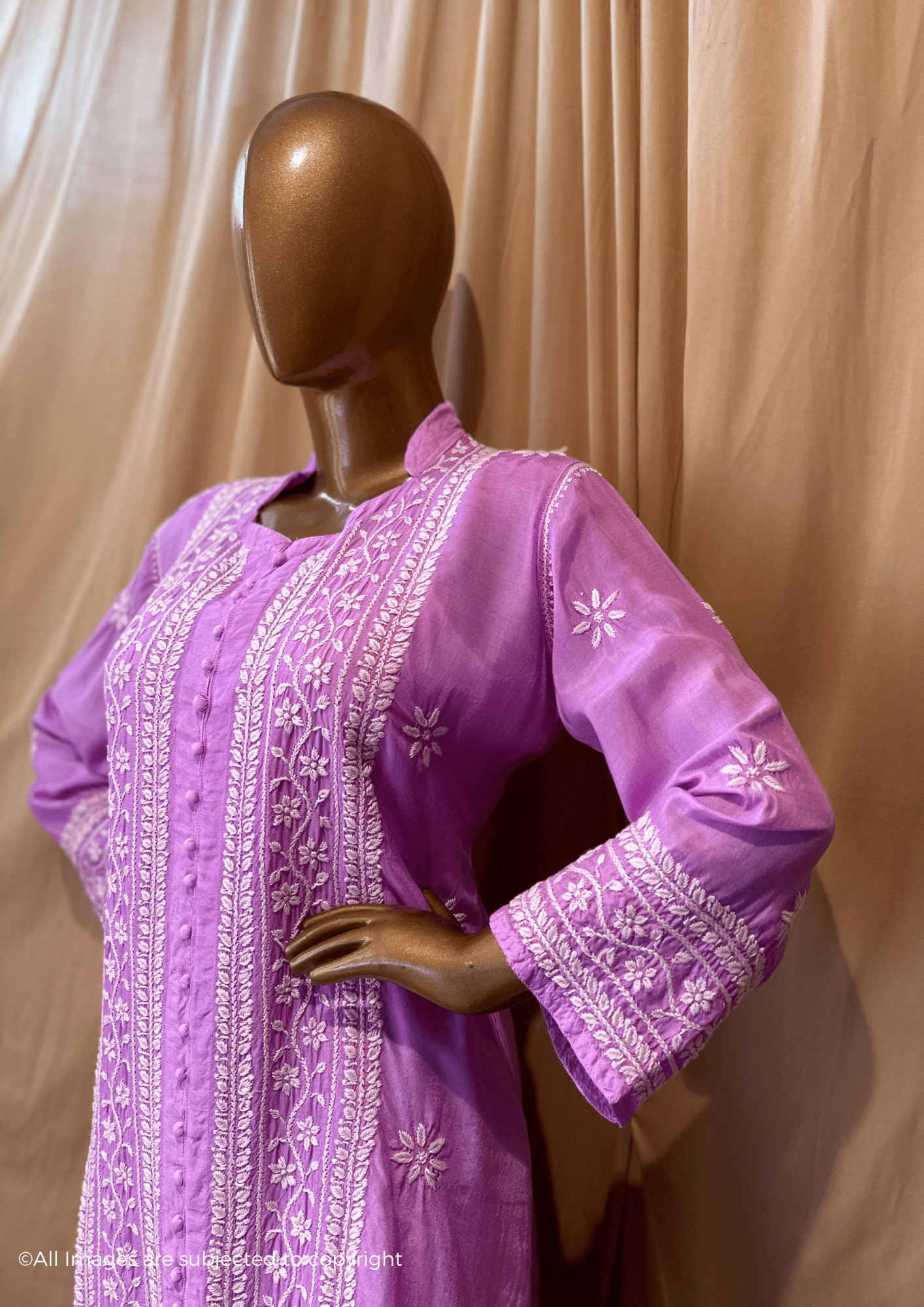 Fiza Handcrafted Chikankari Muslin Long Kurti