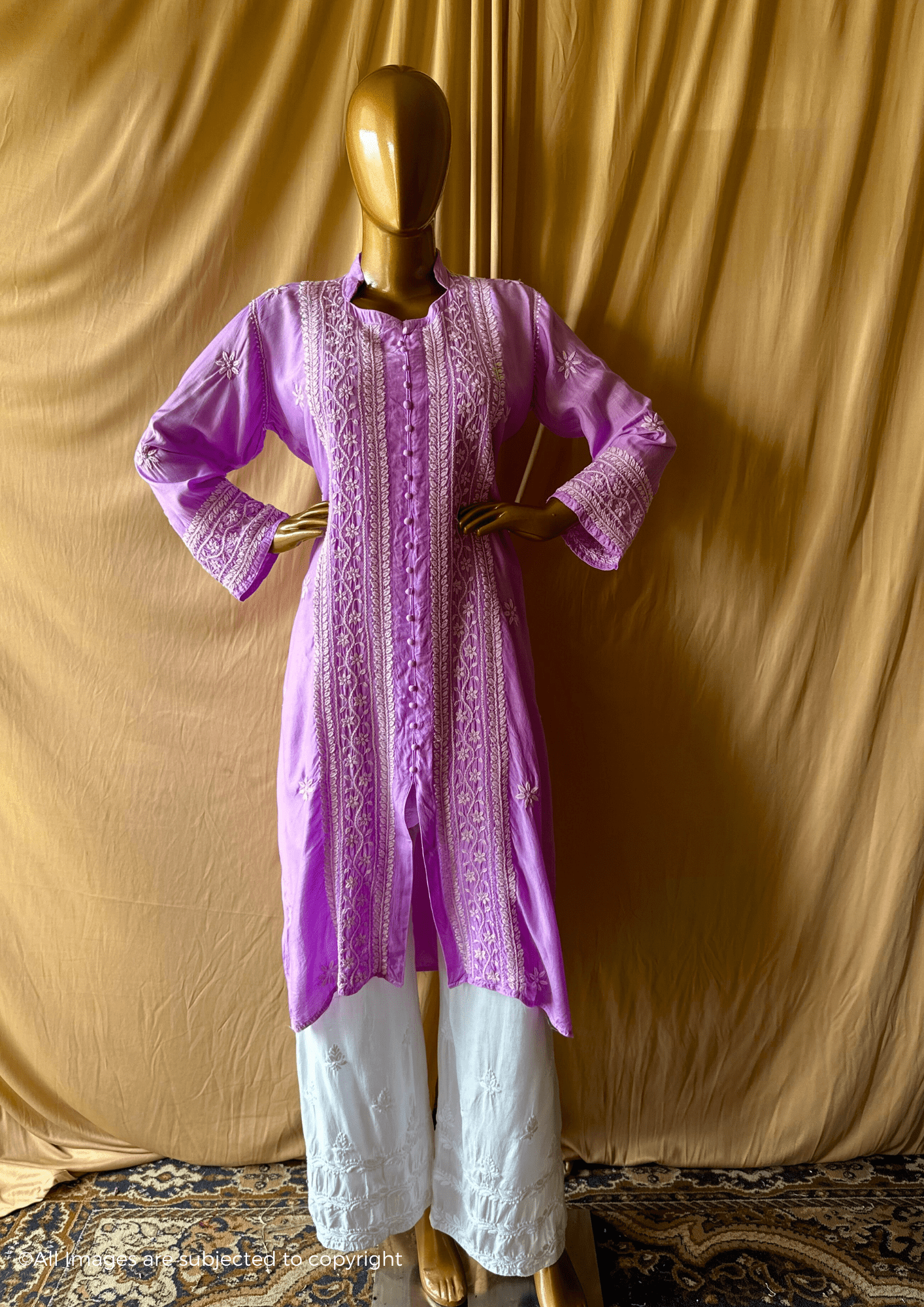 Fiza Handcrafted Chikankari Muslin Long Kurti