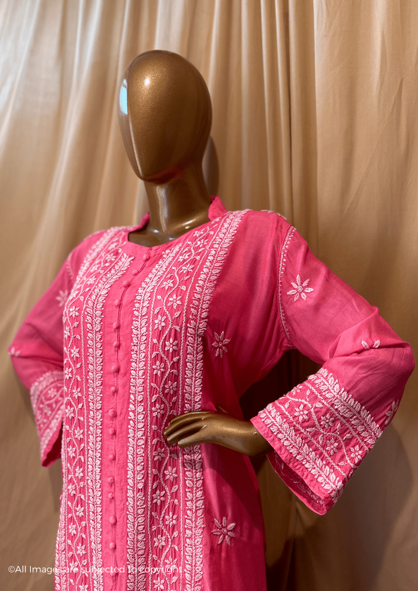 Fiza Handcrafted Chikankari Muslin Long Kurti