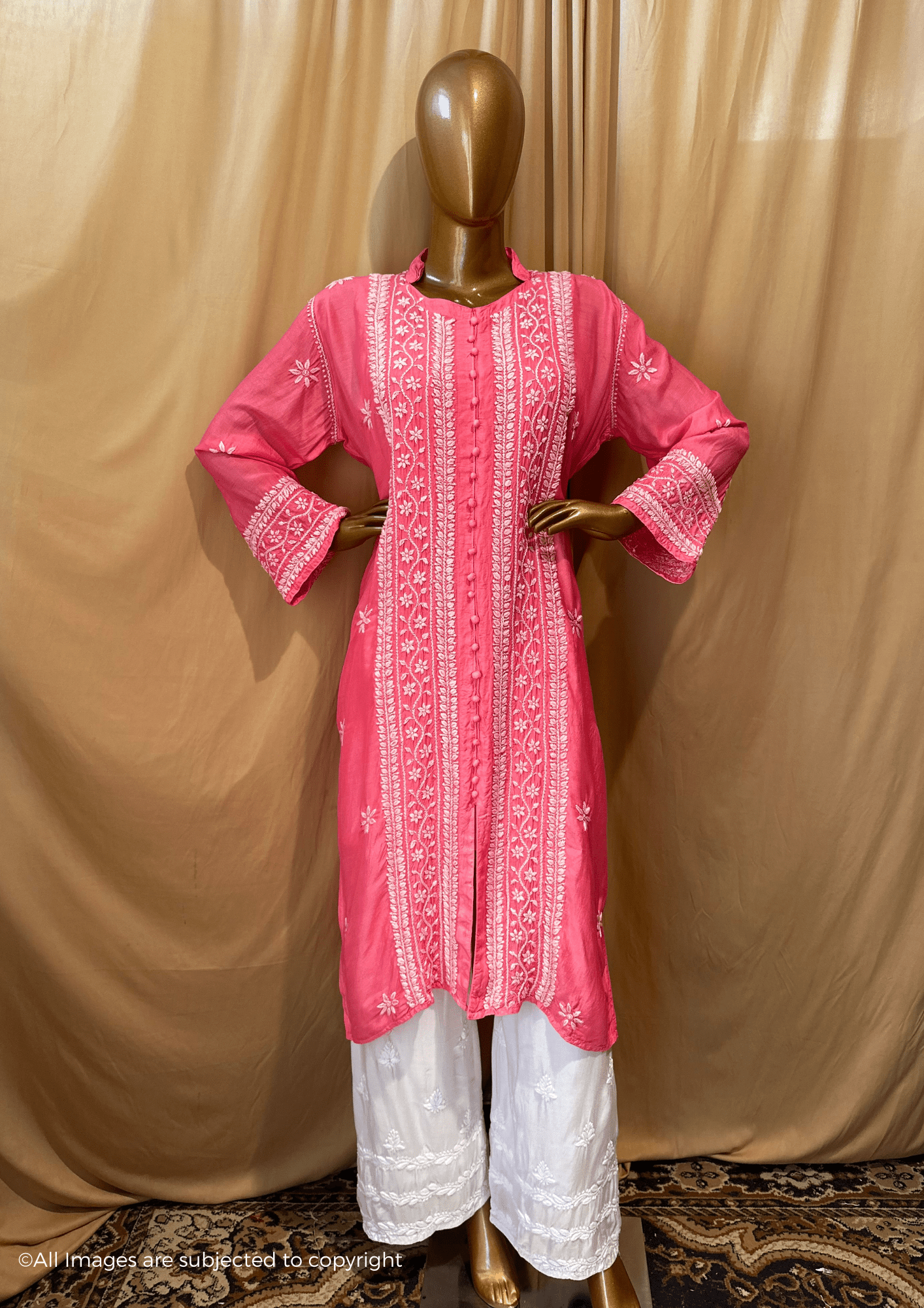 Fiza Handcrafted Chikankari Muslin Long Kurti