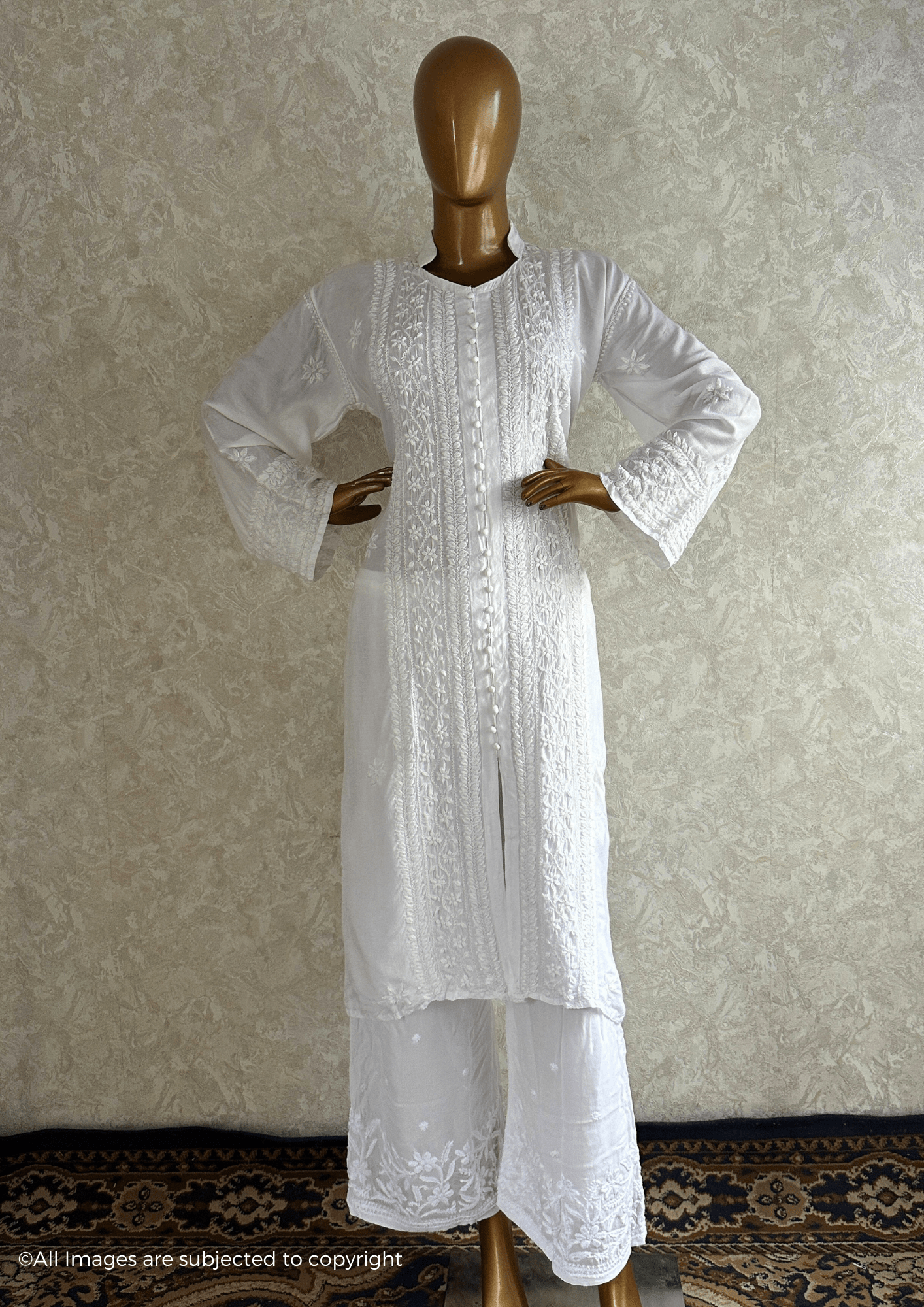 Fiza Handcrafted Chikankari Muslin Long Kurti