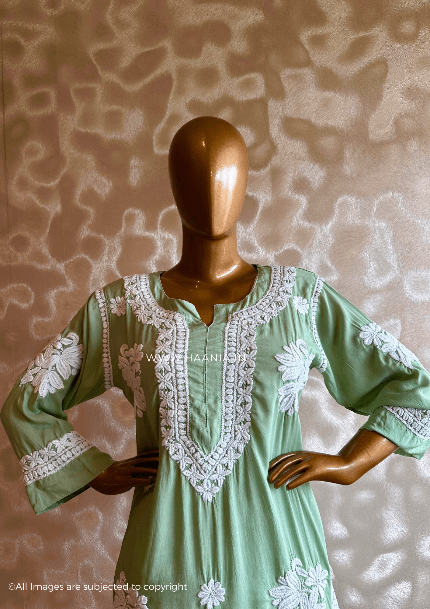 Handcrafted 3D Chikankari Modal Cotton Kurta