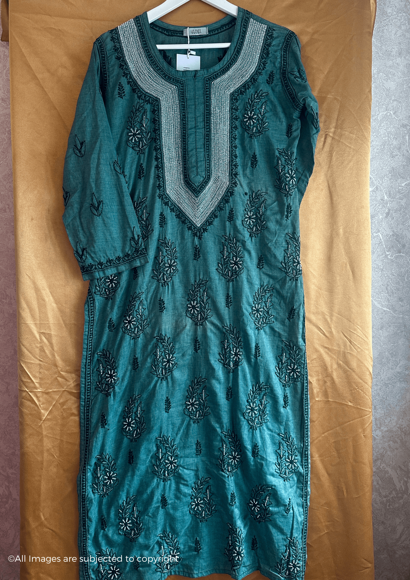 Handcrafted Cotton Chikankari Pearl Cutdana Kurti