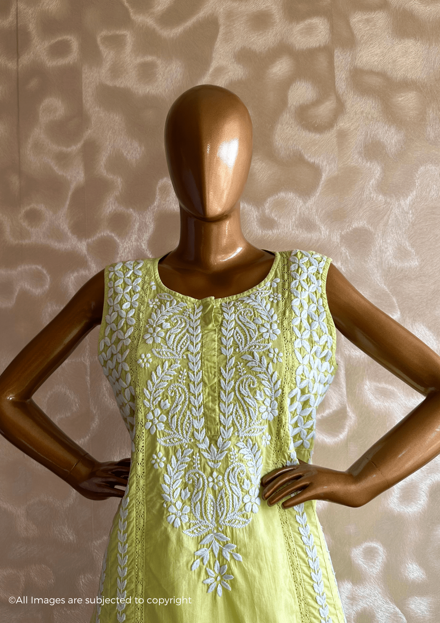 Handcrafted Chikankari Mul Cotton Cut Sleeves Kurta
