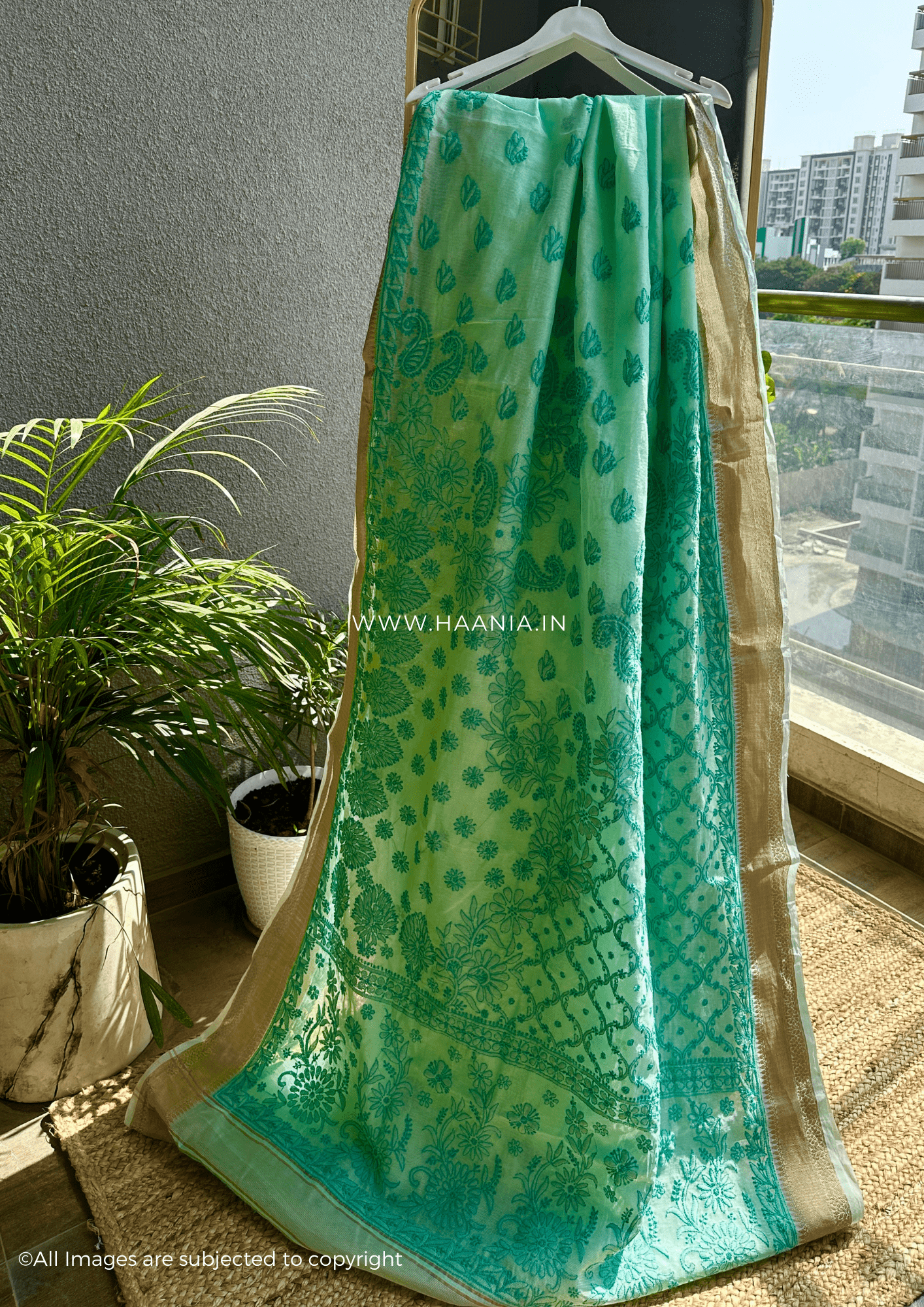 Chandani Handcrafted Chikankari Chanderi Saree