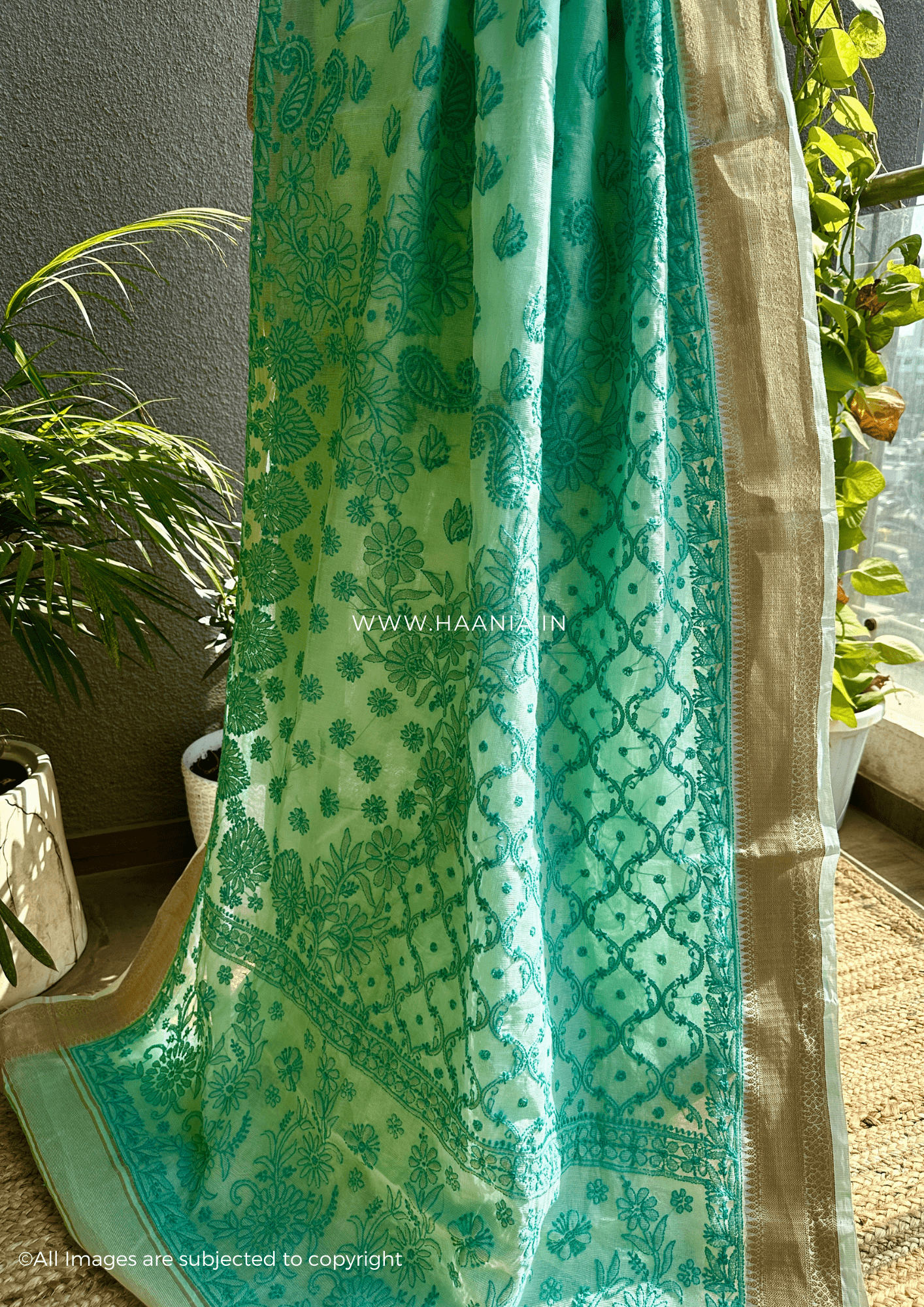 Chandani Handcrafted Chikankari Chanderi Saree