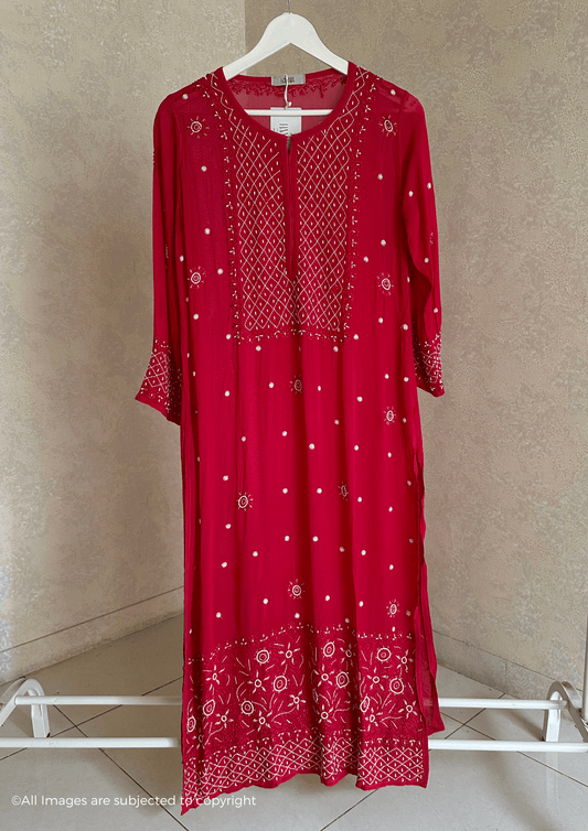 Noor Chikankari Pearl & Cutdana Kurti