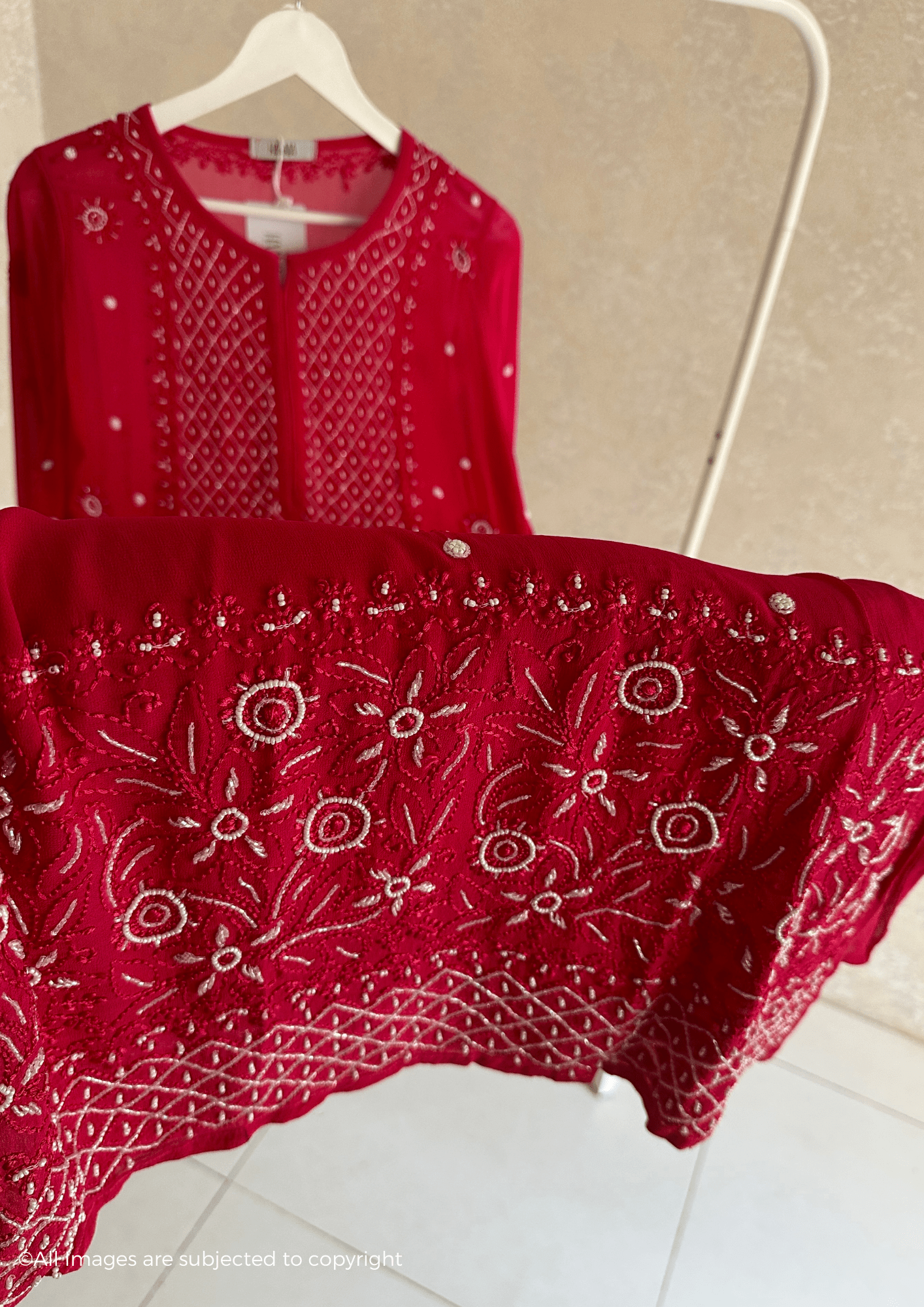 Noor Chikankari Pearl & Cutdana Kurti