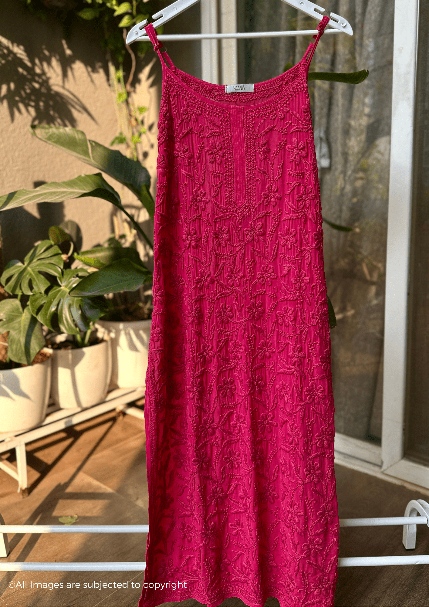 Handcrafted Chikankari Noodle Strap Long Kurta