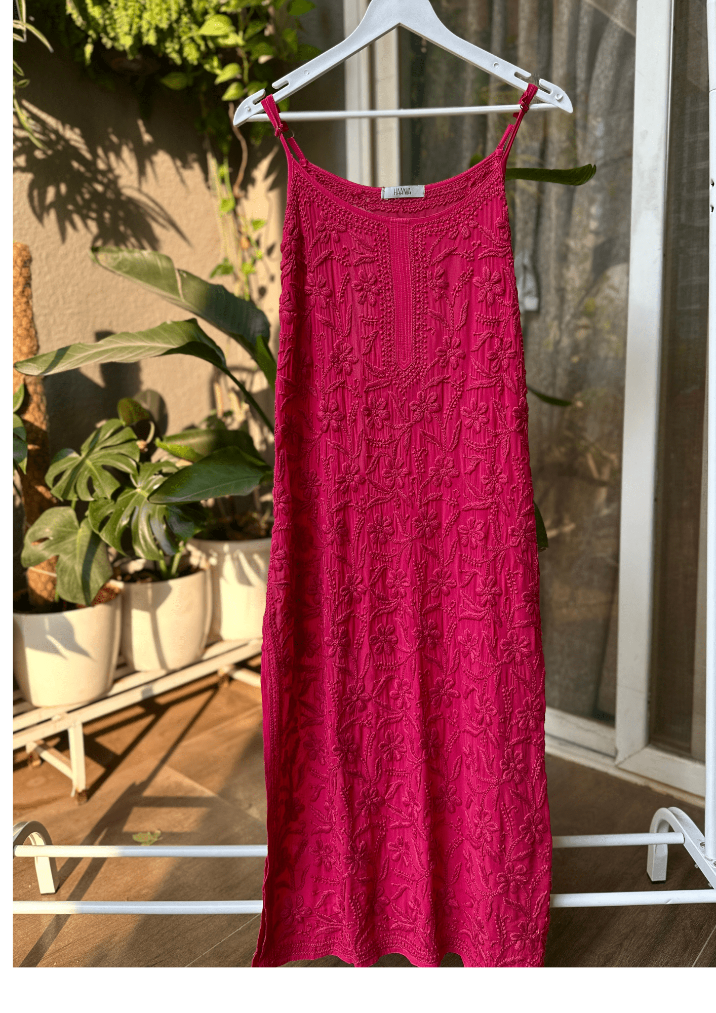 Handcrafted Chikankari Noodle Strap Long Kurta