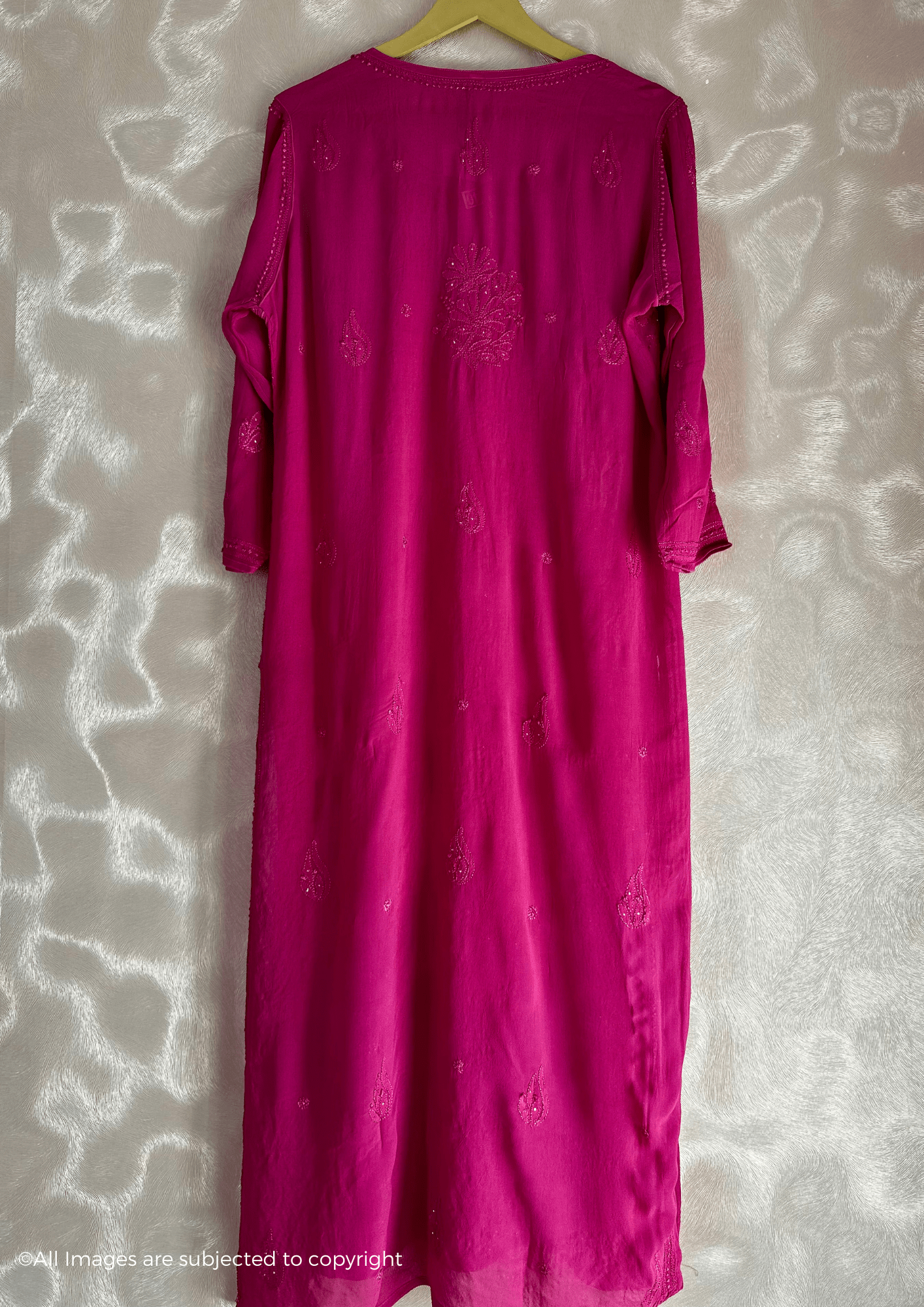 Hues Of Pink Chikankari Viscose Full Jaal Mukaish Kurta