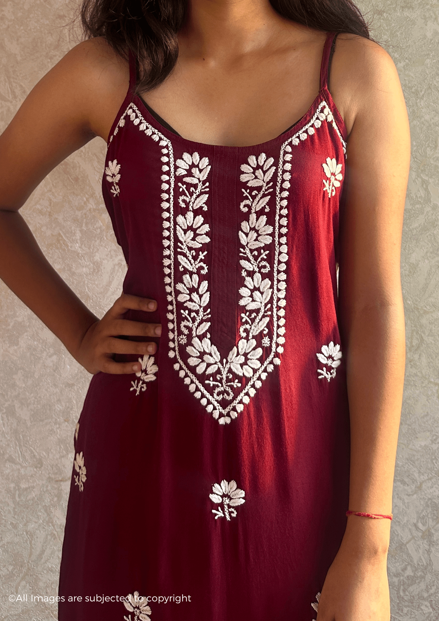 Khushboo Chikankari Noodle Strap Modal Cotton Suit Set