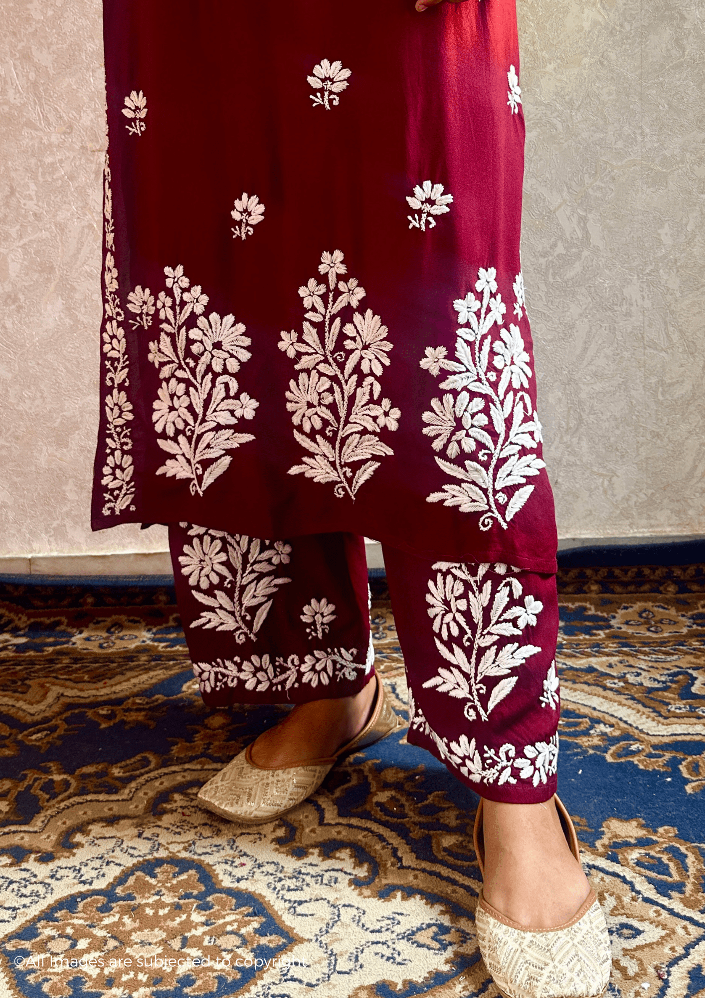 Khushboo Chikankari Noodle Strap Modal Cotton Suit Set