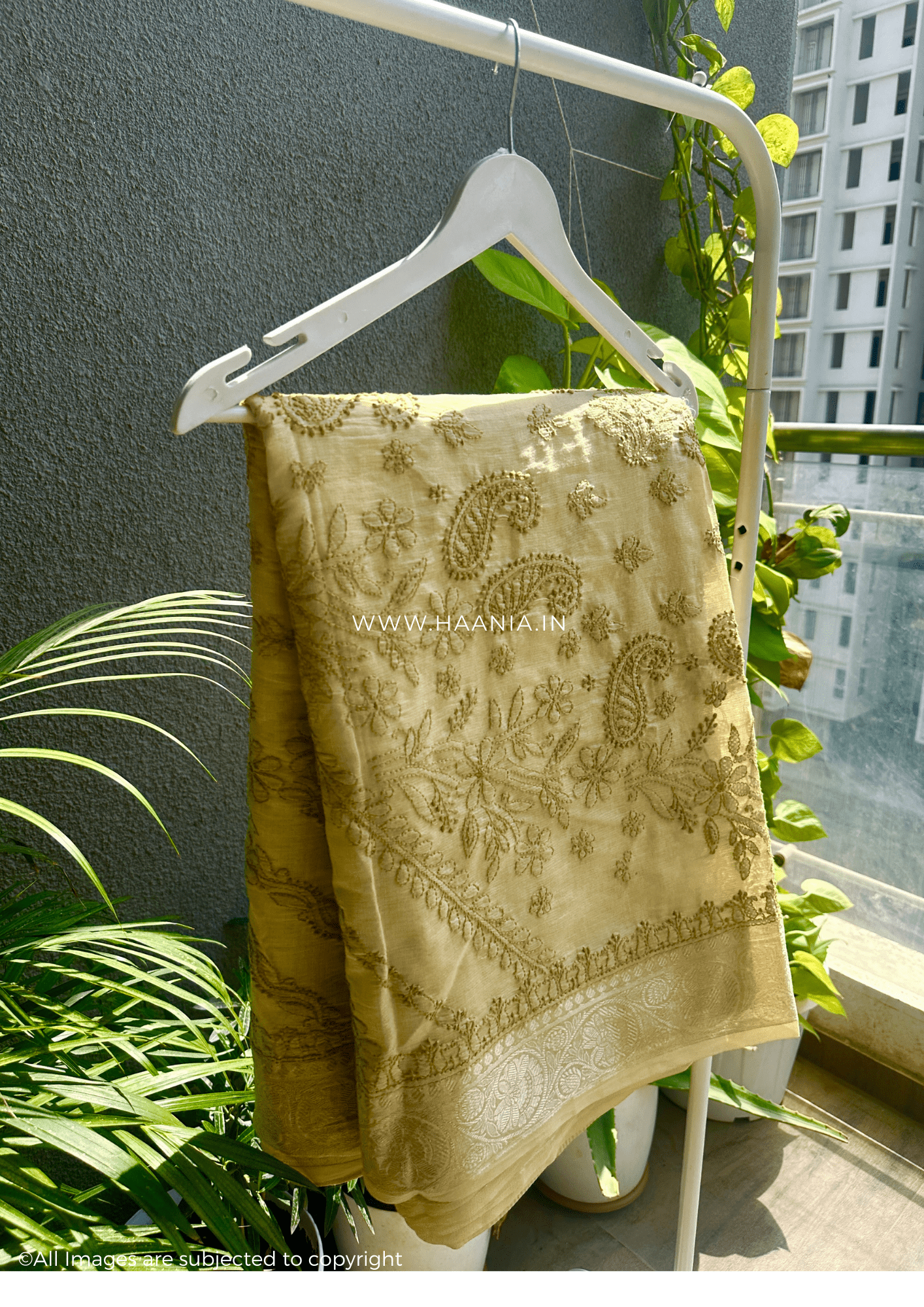 Chandani Handcrafted Chikankari Chanderi Saree