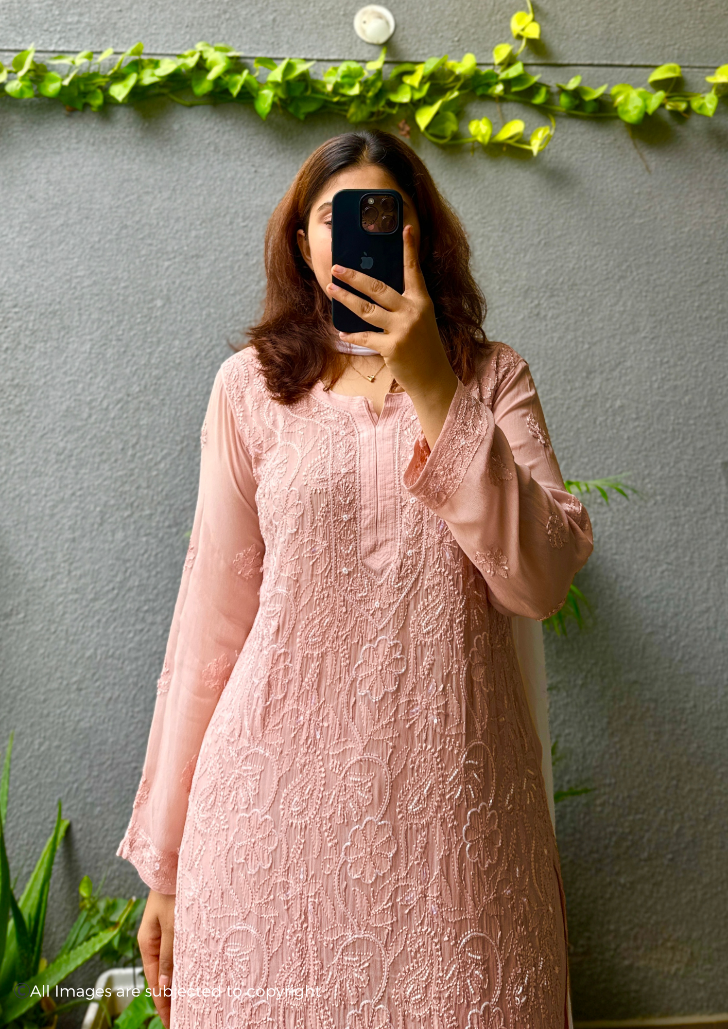 Handcrafted Chikankari Pearl & Cutdana Kurta Palazzo set