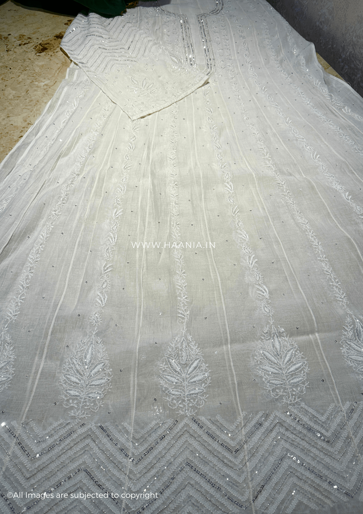 Mul Chanderi Handcrafted Chikankari Heavy Anarkali Suit Set