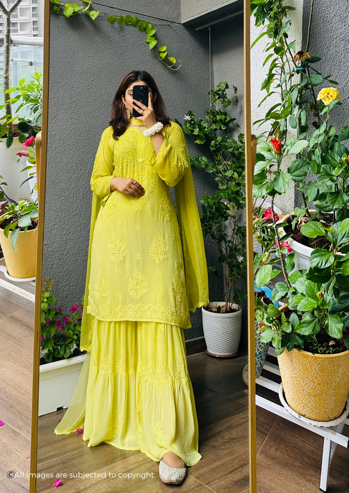 Raina Handcrafted Chikankari Viscose Double Layer Garara Set