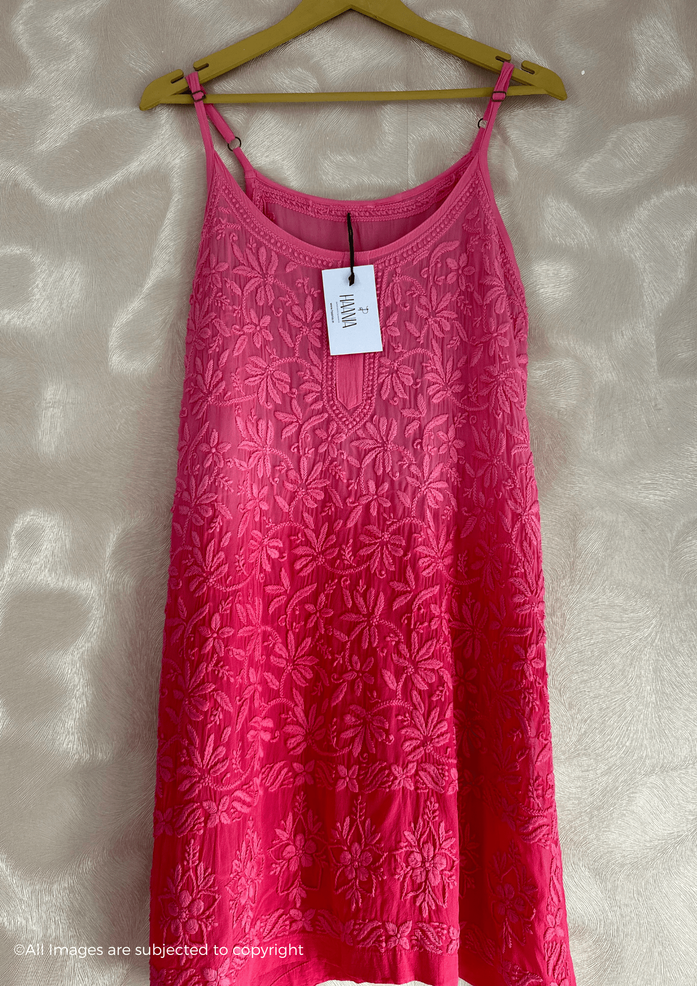 Ombré Chikankari Handcrafted Noodle Strap Kurti
