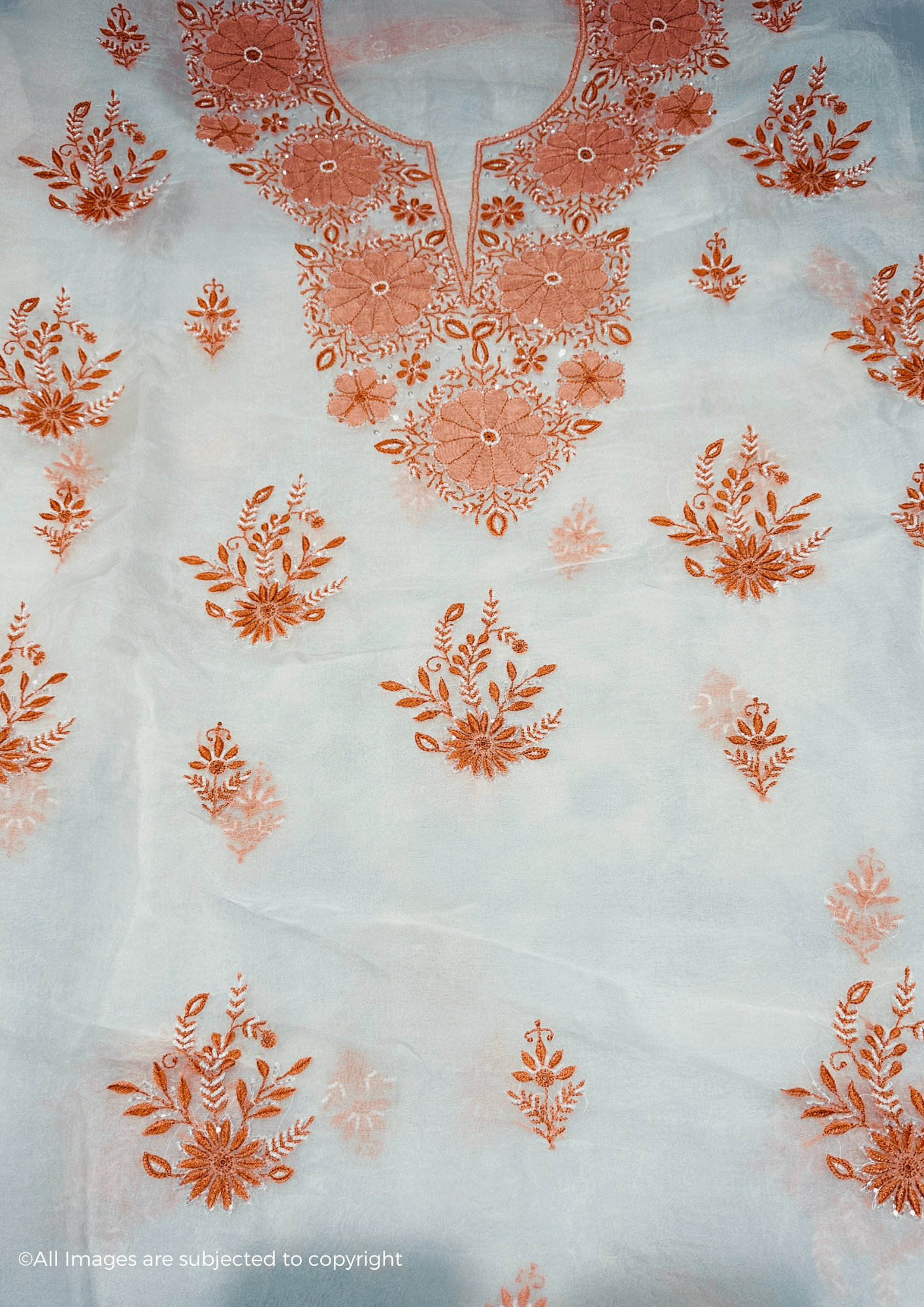 Handcrafted Chikankari Organza Silk Pearl & Cutdana Suit Set