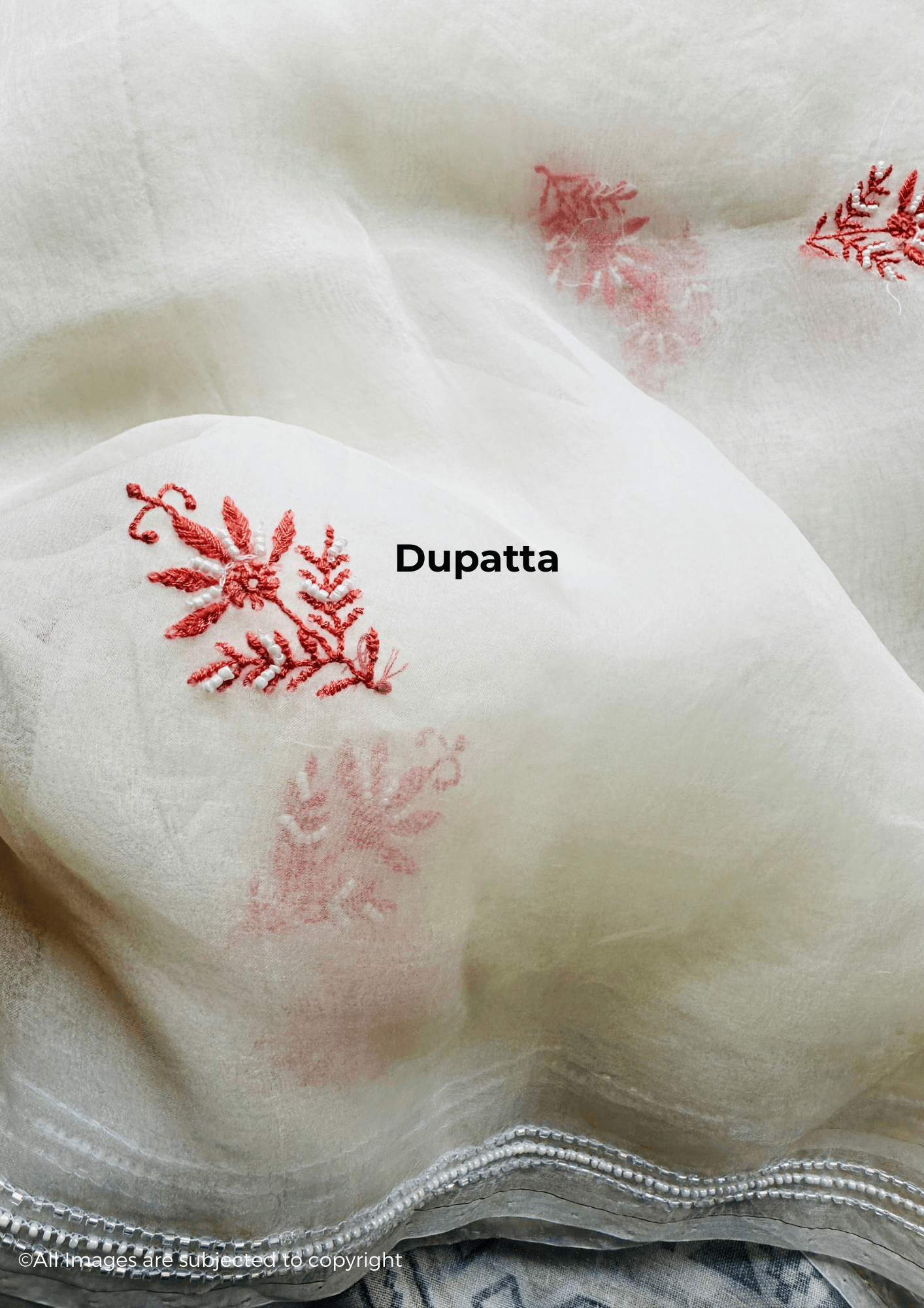 Handcrafted Chikankari Organza Silk Pearl & Cutdana Suit Set