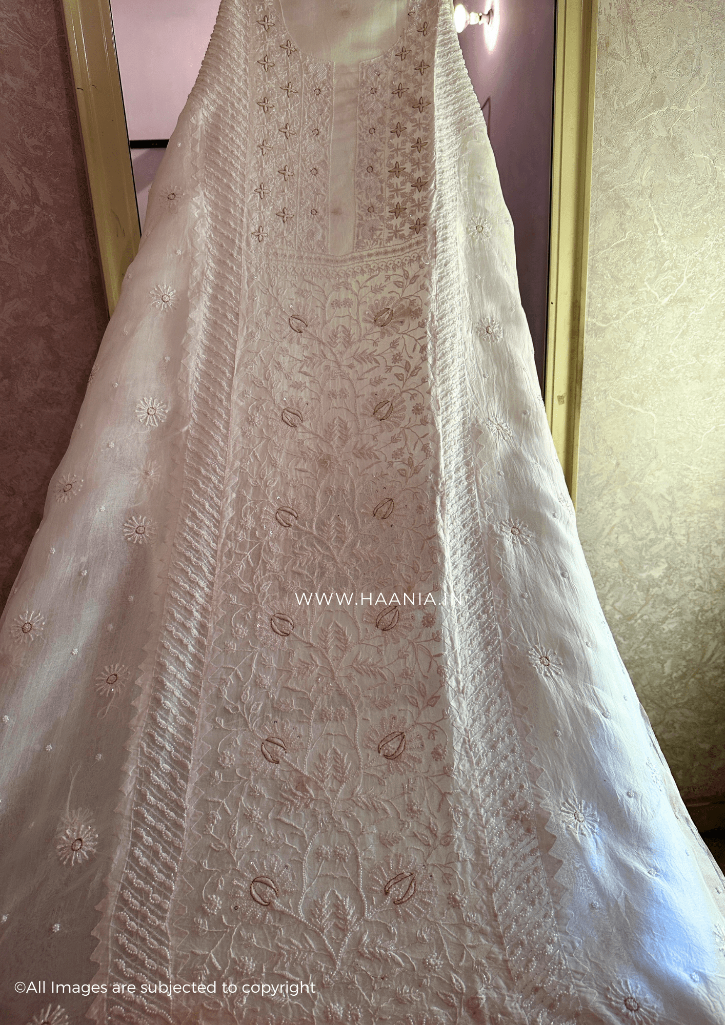 Organza Silk Handcrafted Chikankari Unstitched Suit Set