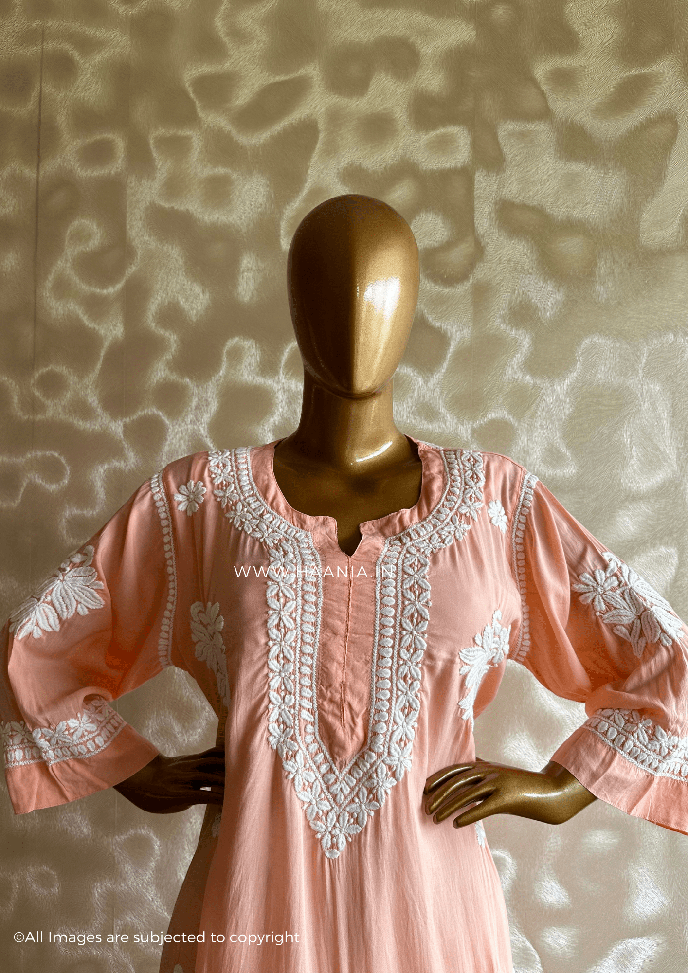 Handcrafted 3D Chikankari Modal Cotton Kurta