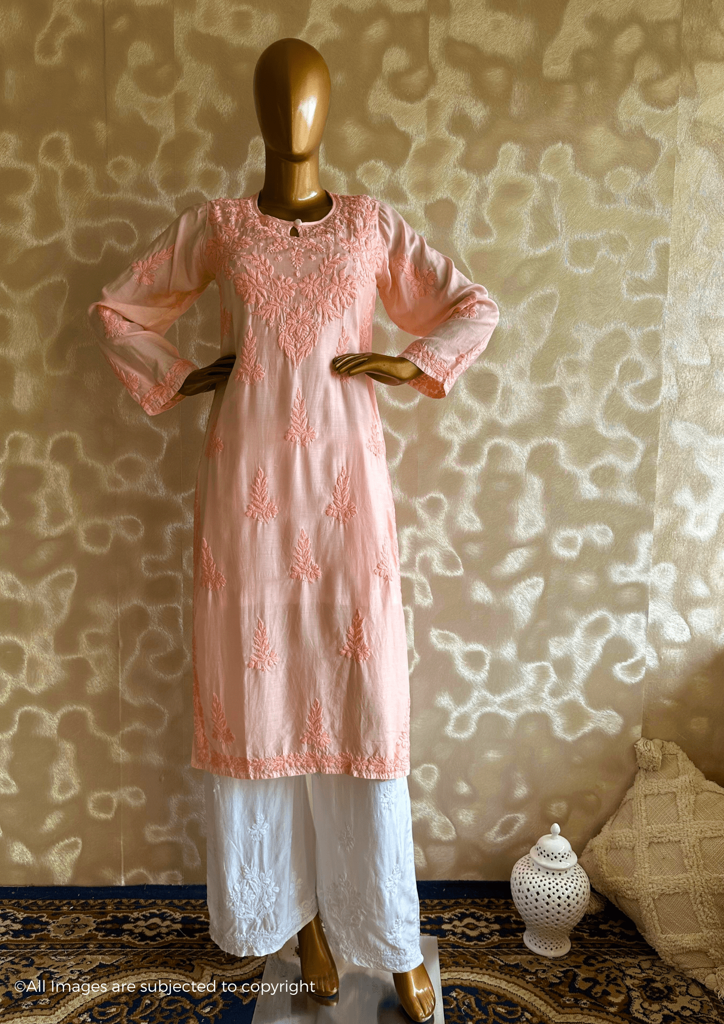 Handcrafted Chikankari Premium Muslin Silk Kurta