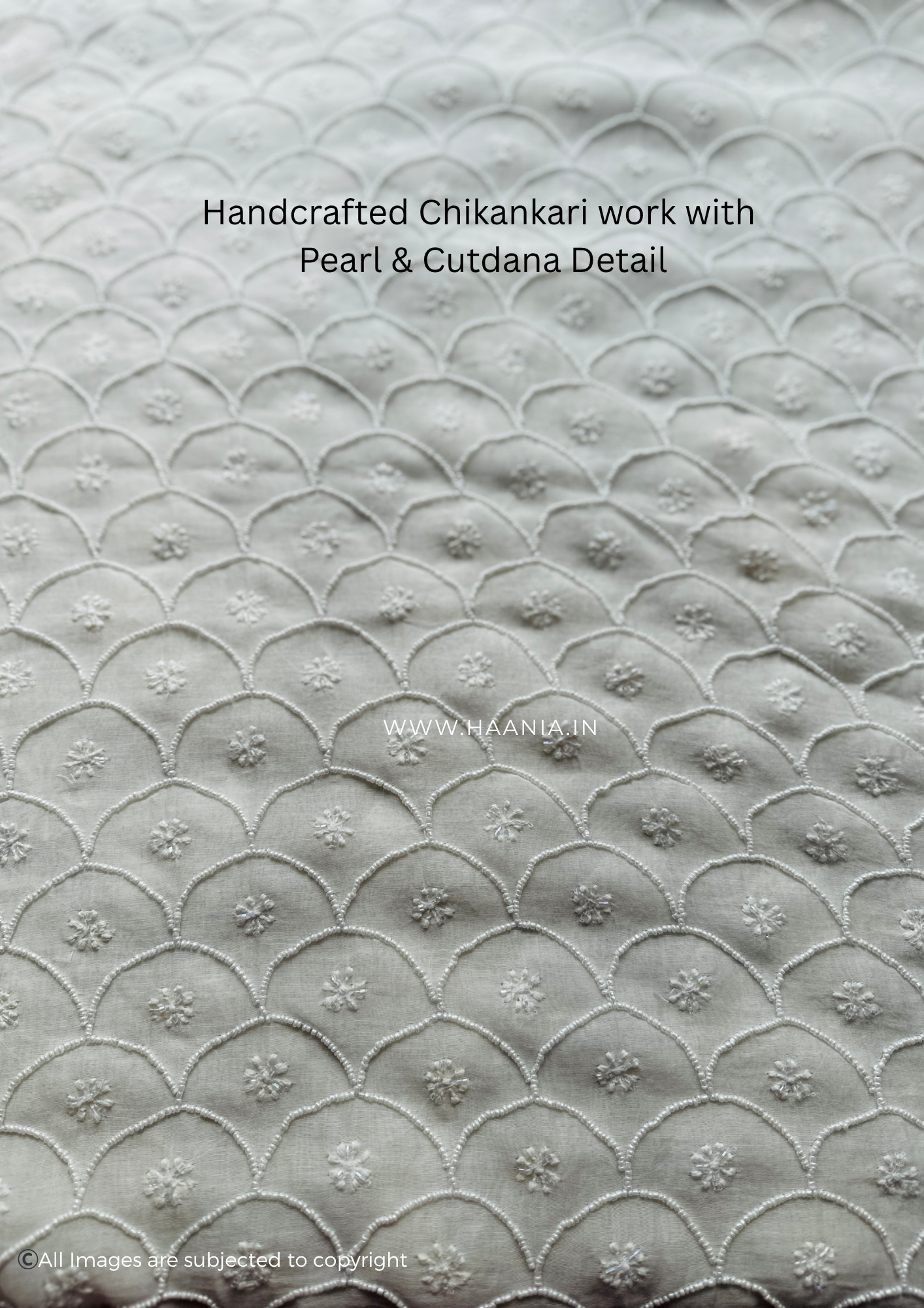 Handcrafted Chikankari Mul Chanderi Unstitched Suit Set With Pearl & Cutdana Embellishments