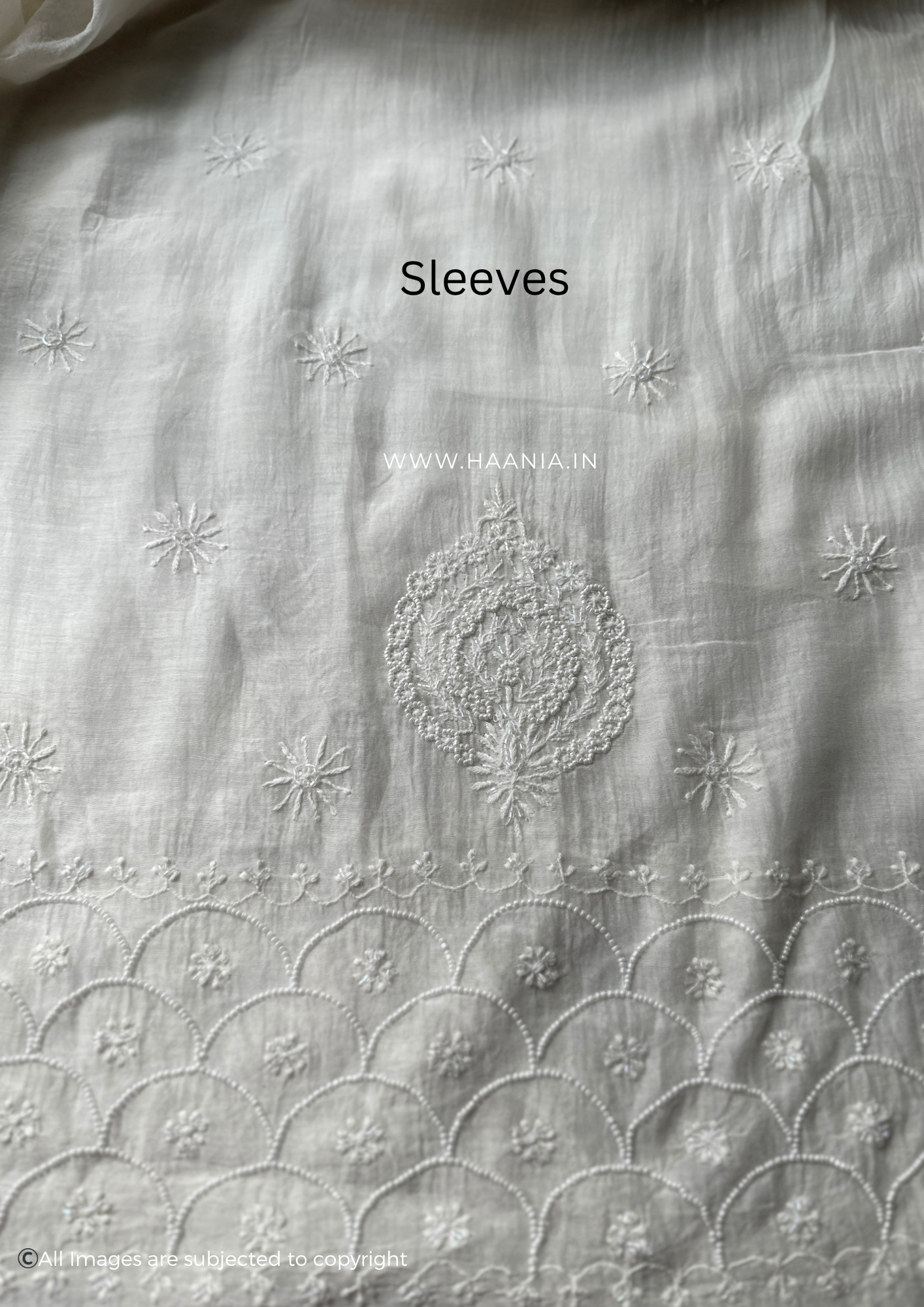 Handcrafted Chikankari Mul Chanderi Unstitched Suit Set With Pearl & Cutdana Embellishments