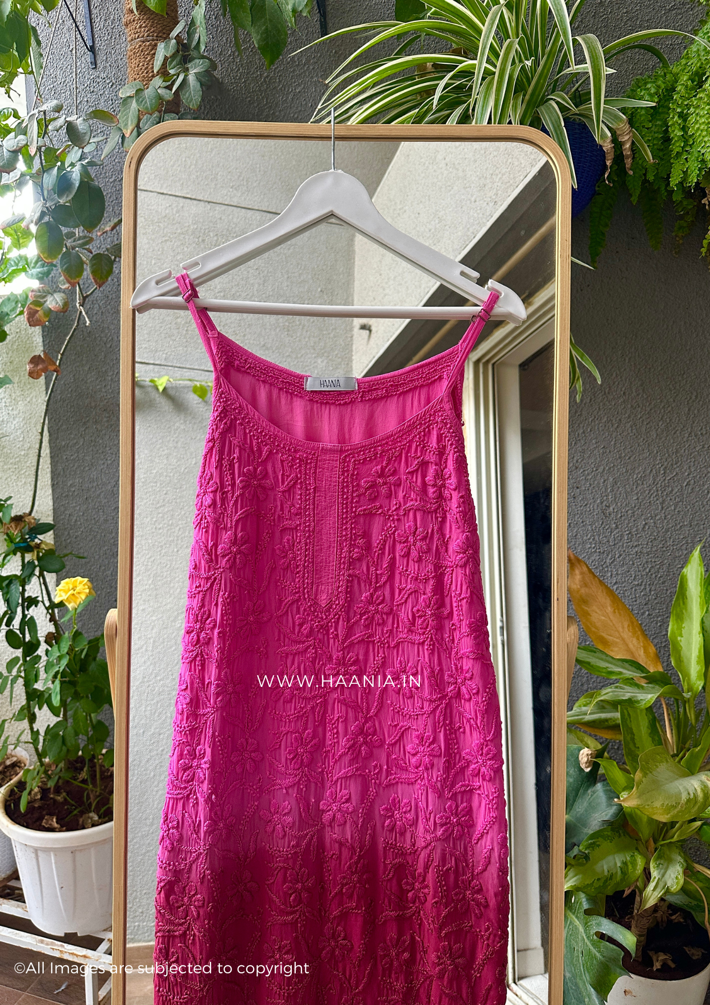 Chroma- Handcrafted Chikankari Noodle Strap Long Kurta