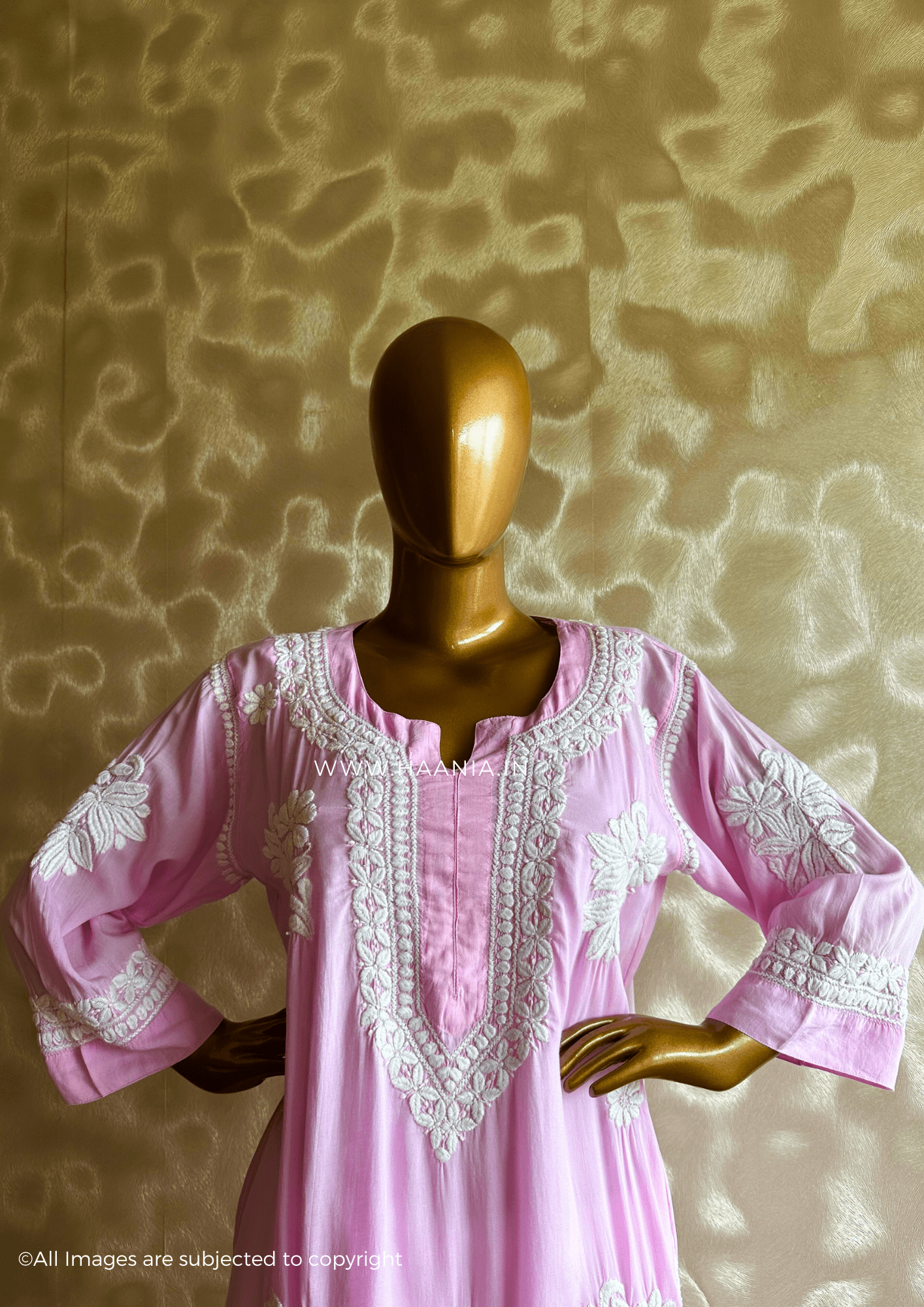 Handcrafted 3D Chikankari Modal Cotton Kurta