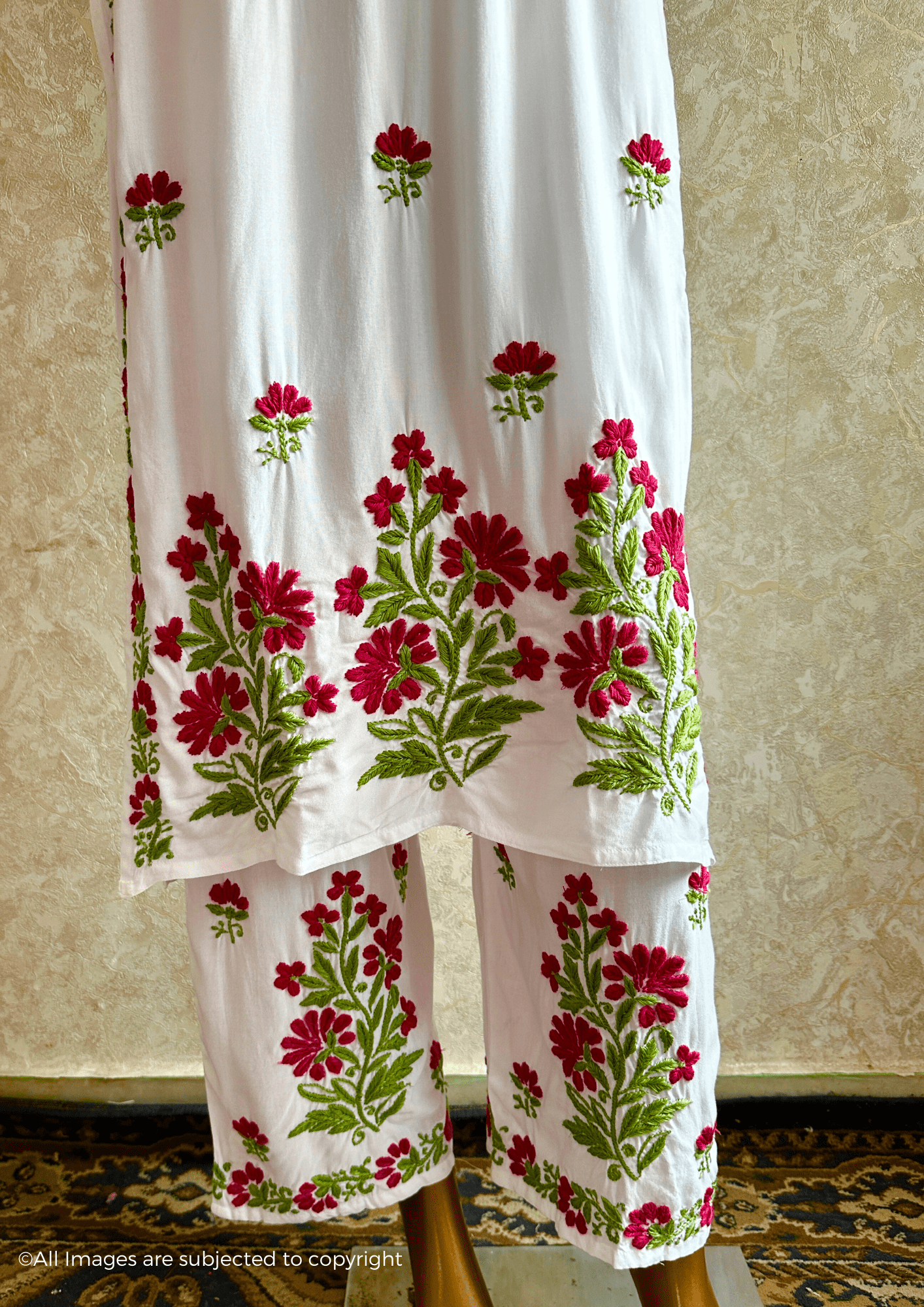 Khushboo Rani & Green Noodle Strap Modal Cotton Suit Set