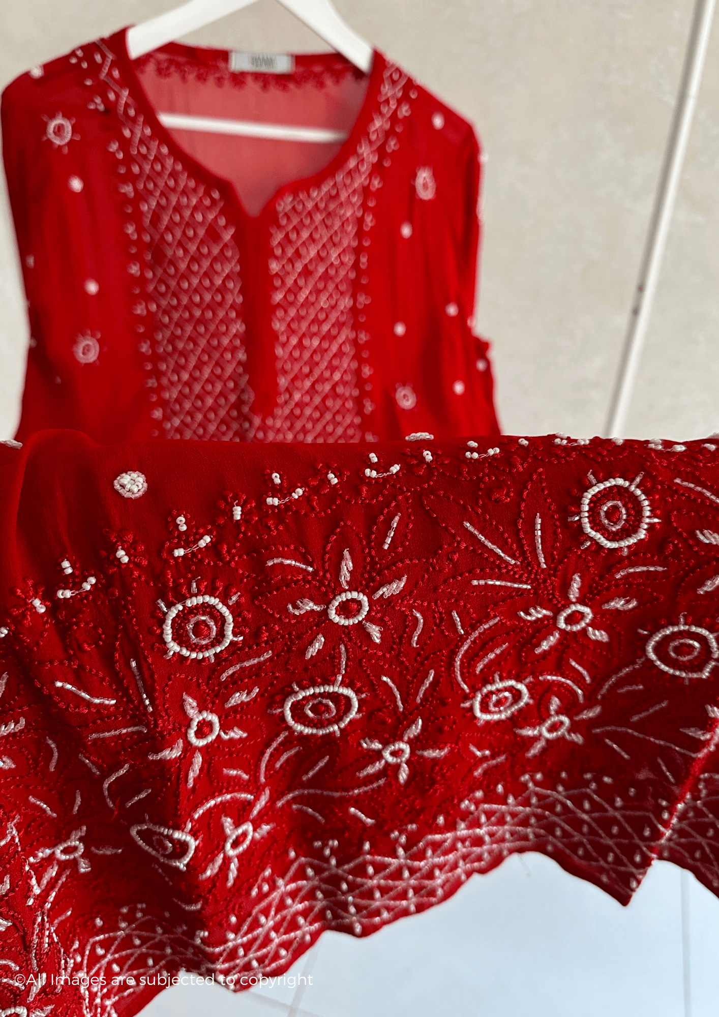 Noor Chikankari Pearl & Cutdana Kurti