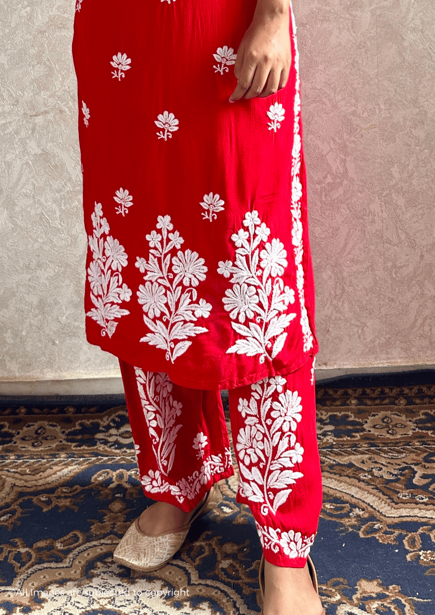 Khushboo Chikankari Noodle Strap Modal Cotton Suit Set