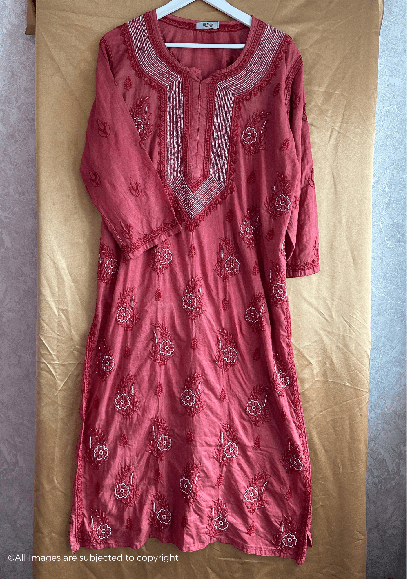 Handcrafted Cotton Chikankari Pearl Cutdana Kurti