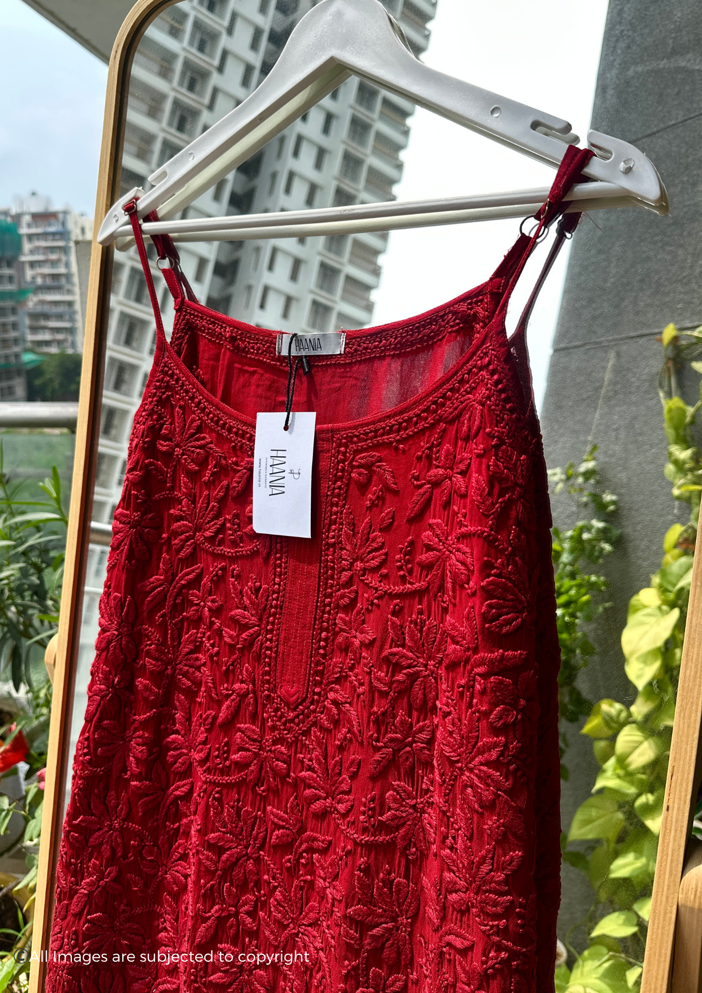 Handcrafted Chikankari Noodle Strap Short Kurta