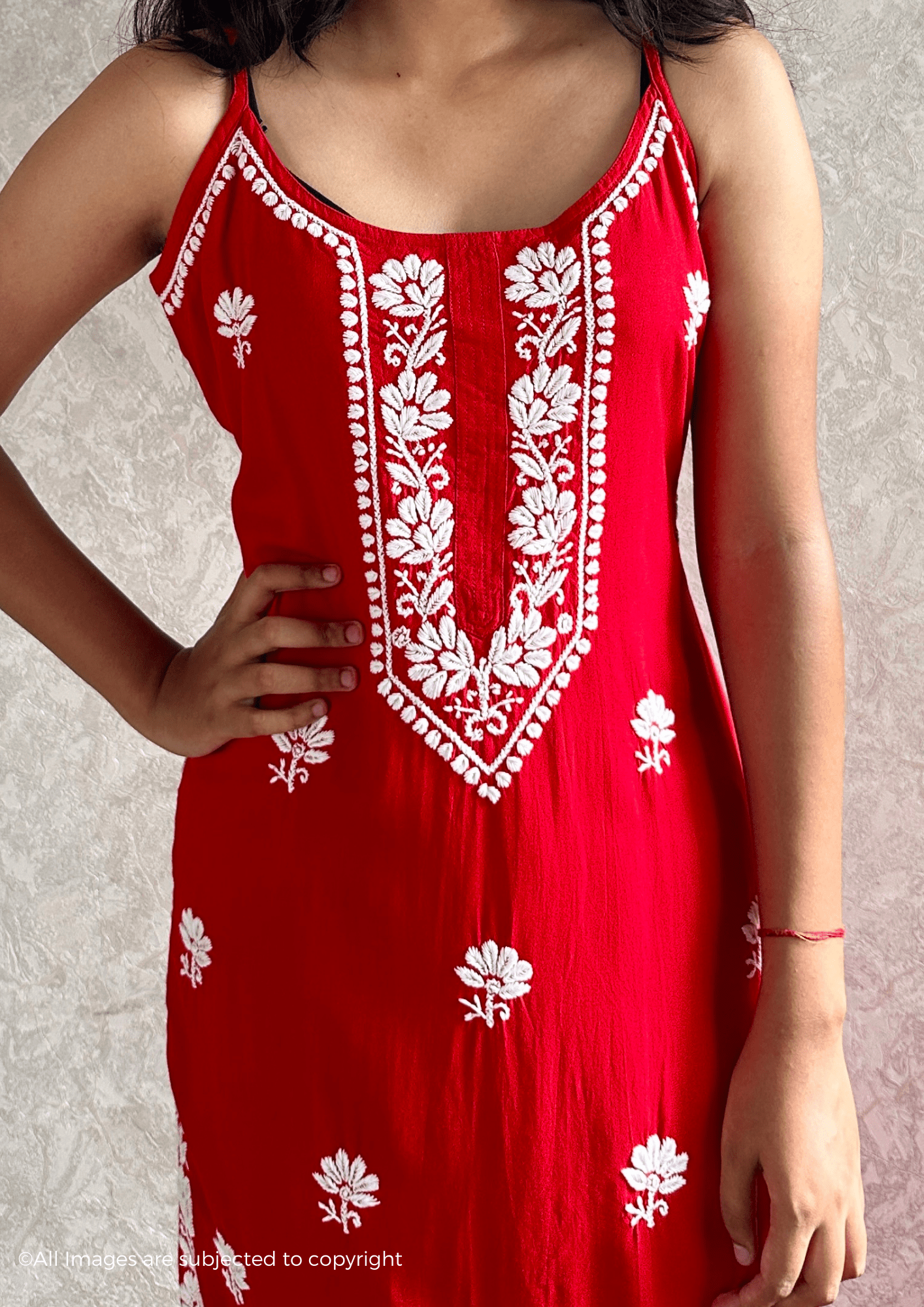 Khushboo Chikankari Noodle Strap Modal Cotton Suit Set
