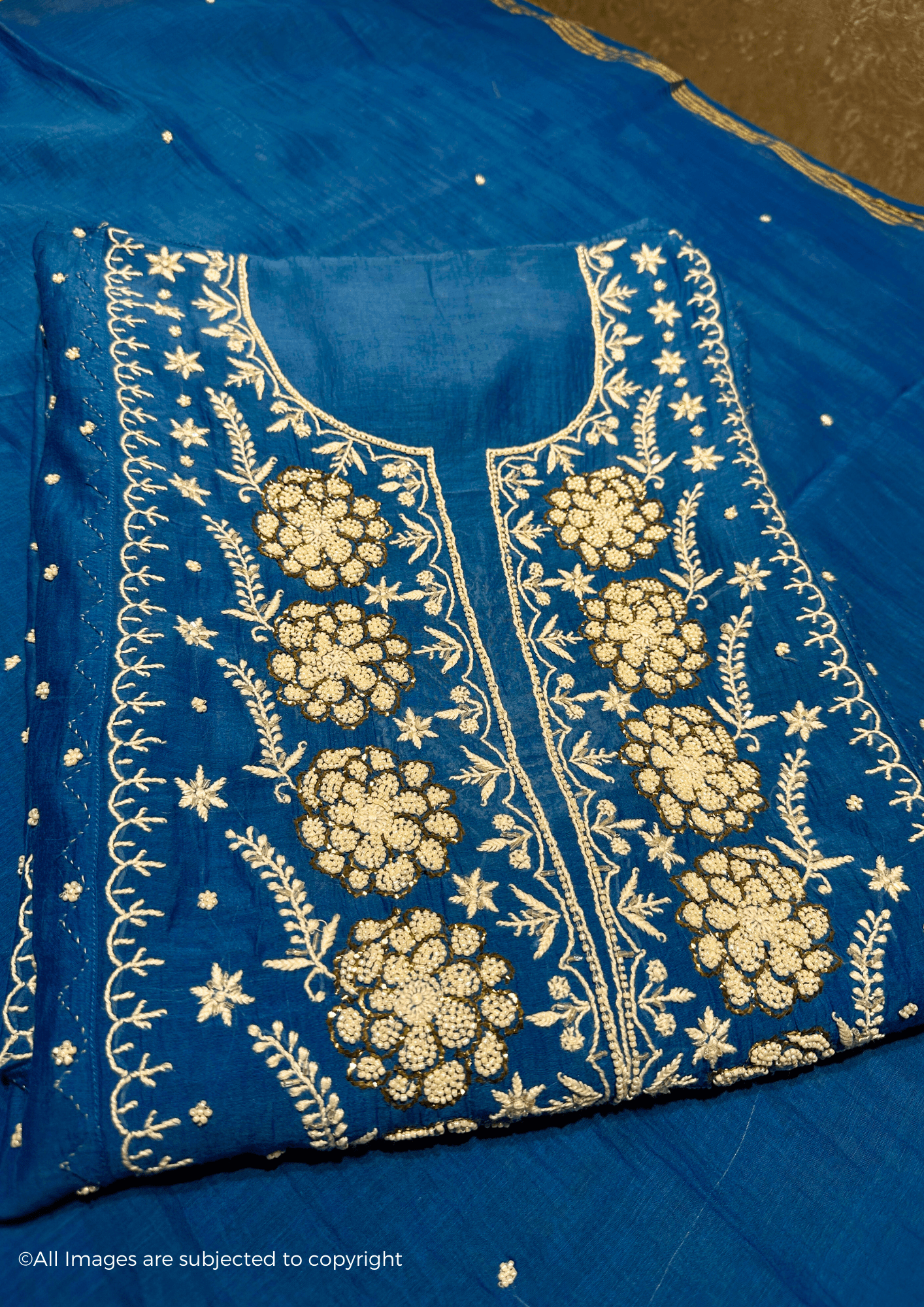 Moti Handcrafted Chikankari Mul Chanderi Anarkali