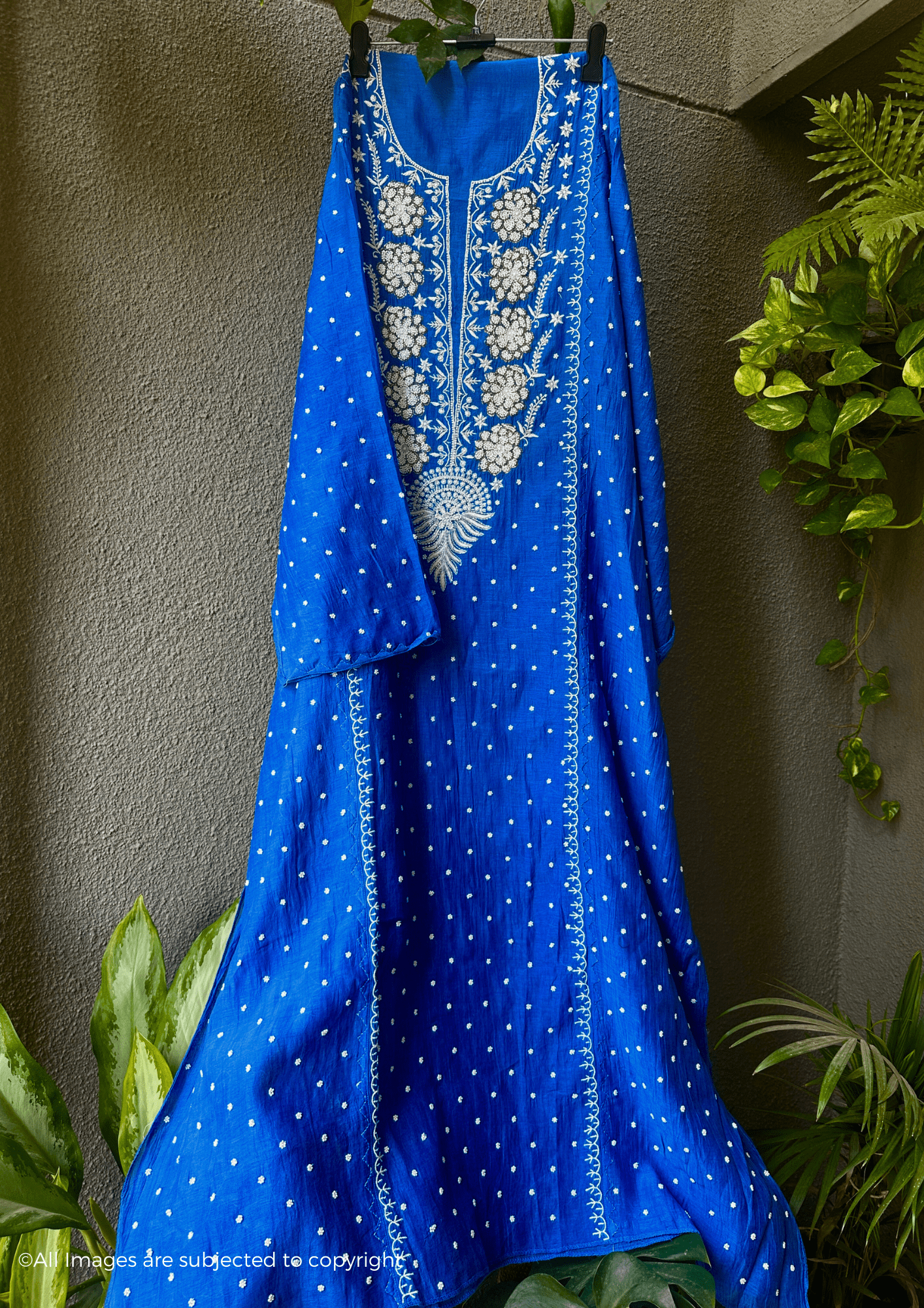 Moti Handcrafted Chikankari Mul Chanderi Anarkali