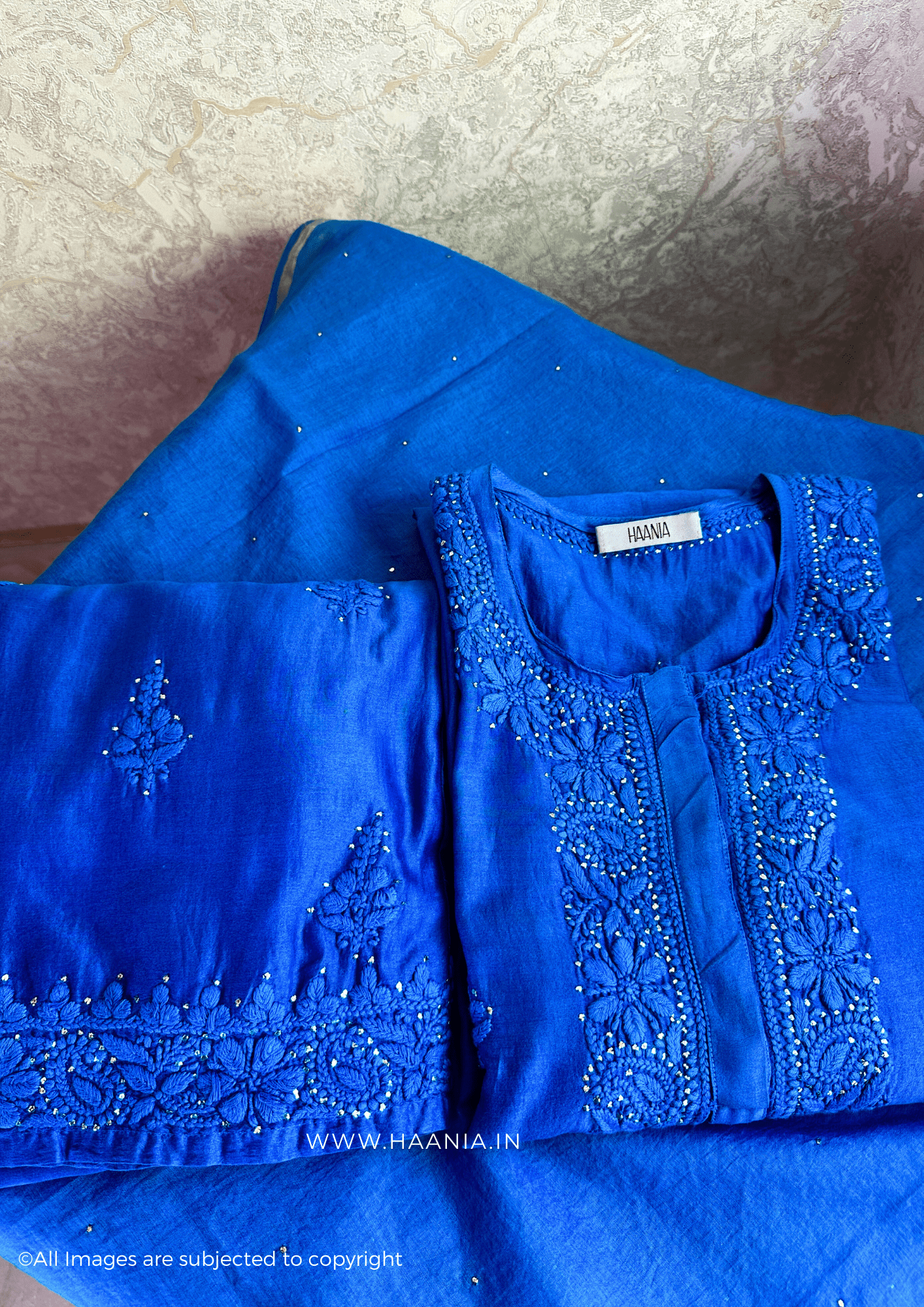 Chanderi Silk Handcrafted Chikankari Suit Set